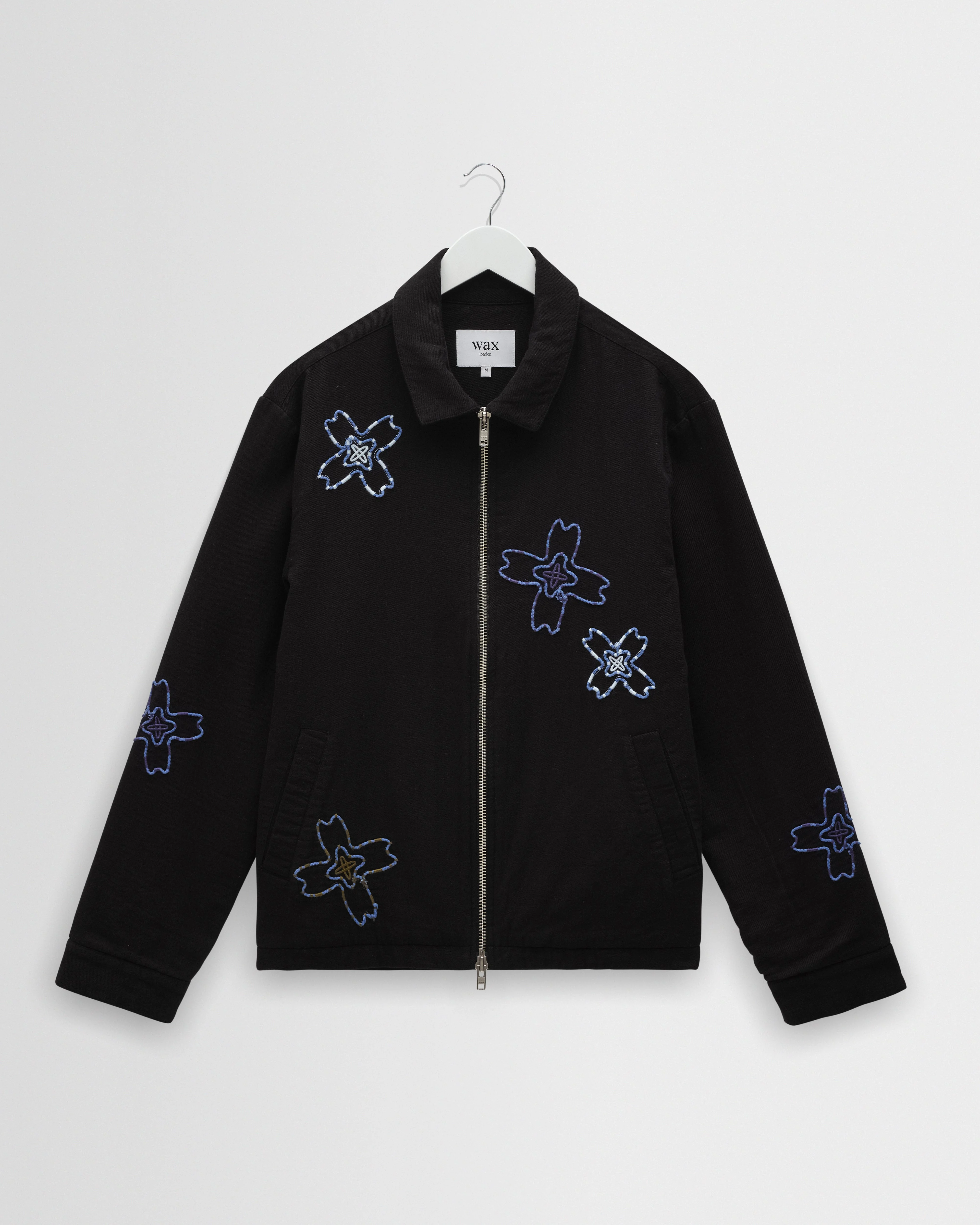 Eldon - Black Floral Embroidered Cotton Twill Jacket - 1