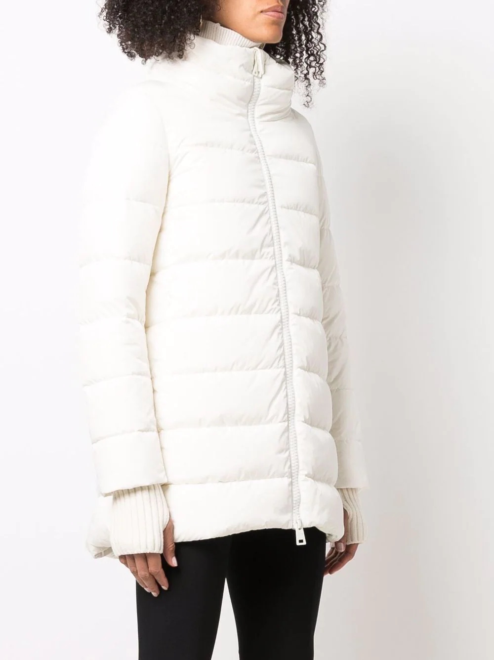 hooded feather-down padded coat - 3