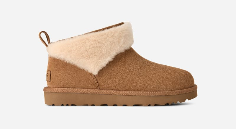 ® Women's Classic Ultra Mini Snugscape Suede Classic Boots in Chestnut 1