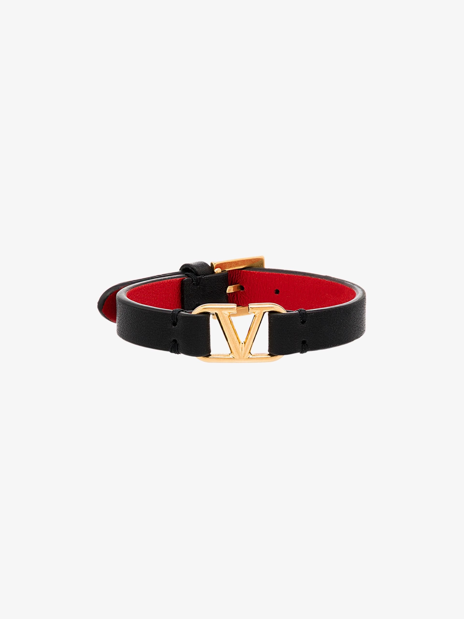 black VLogo Signature leather bracelet - 1