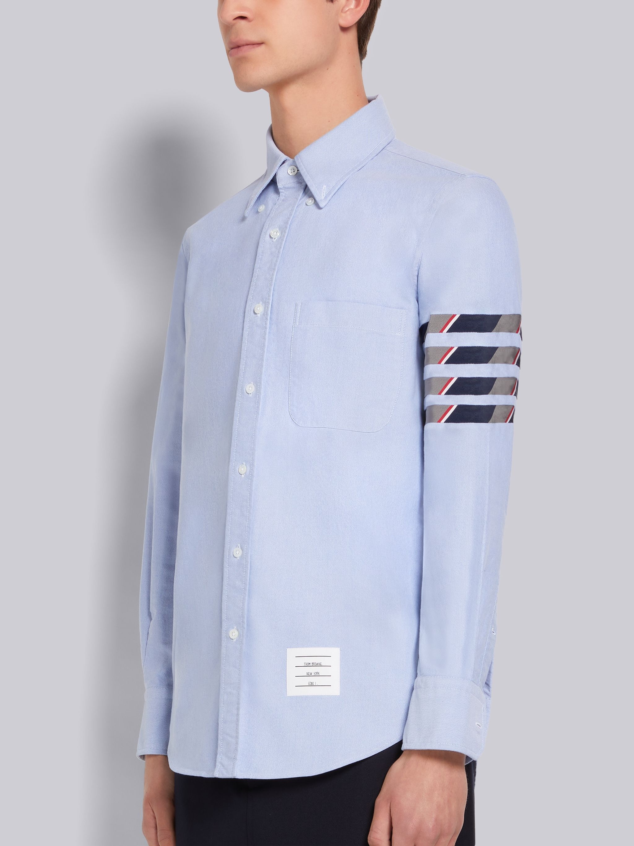 Light Blue Oxford Seamed 4-Bar Straight Fit Shirt - 2