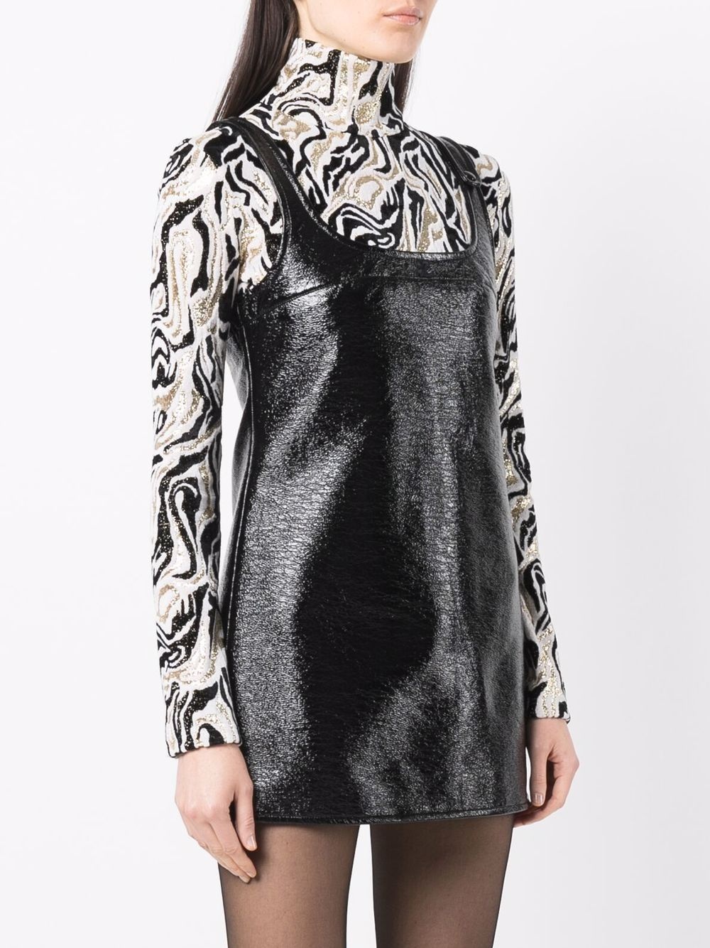 sleeveless vinyl mini dress - 3