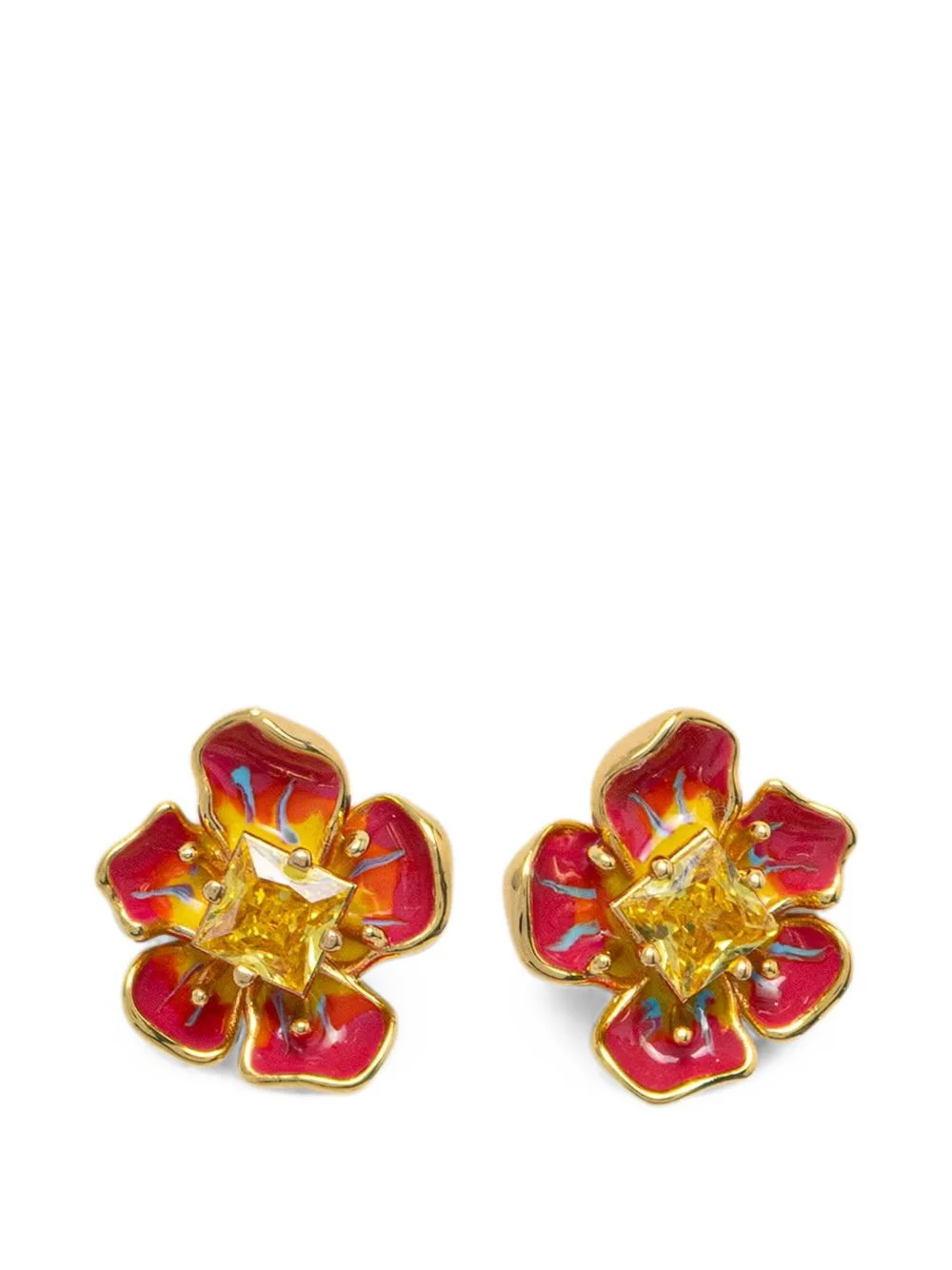 Floris crystal-embellished floral earrings - 1