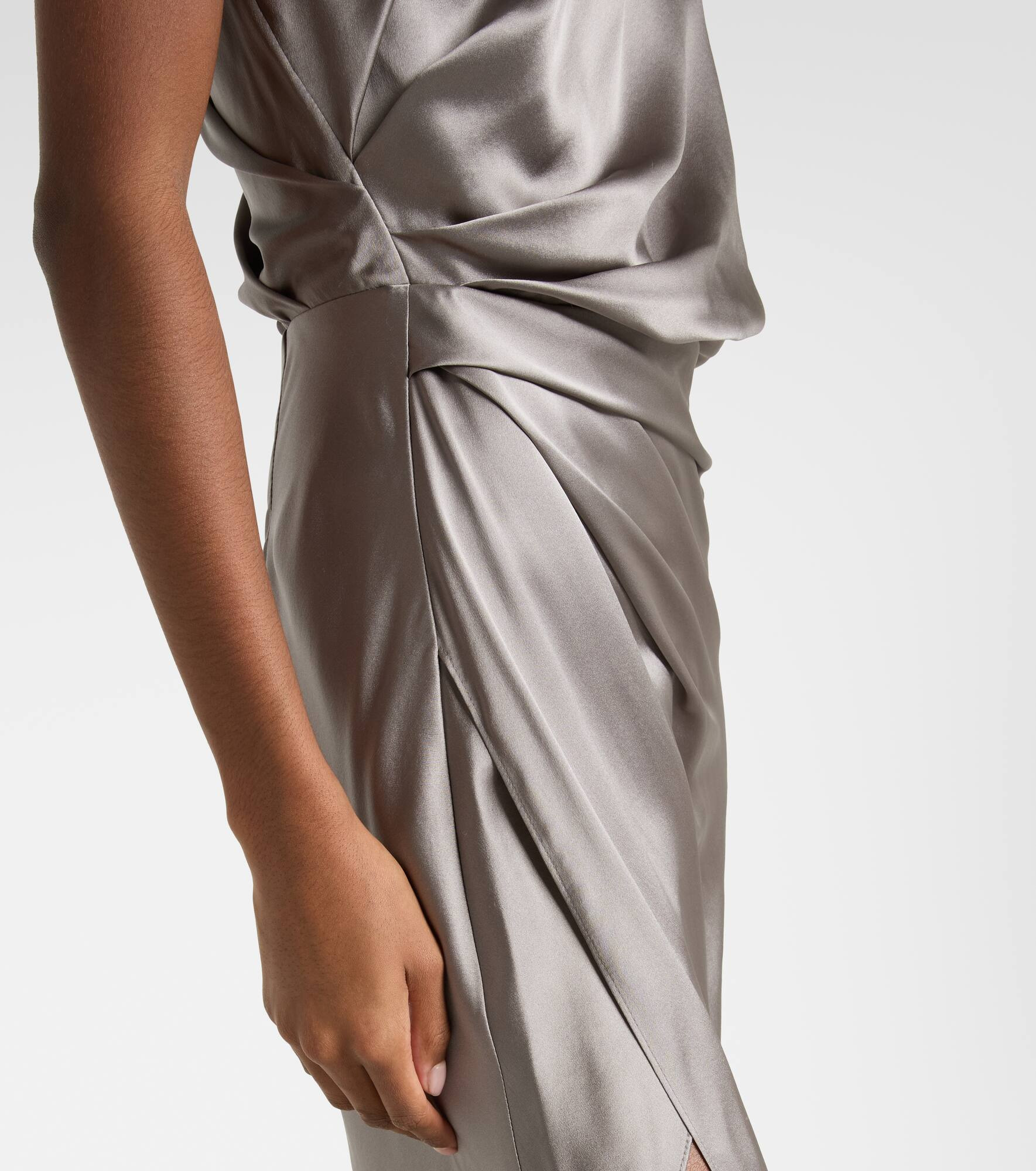 Draped silk satin gown - 5