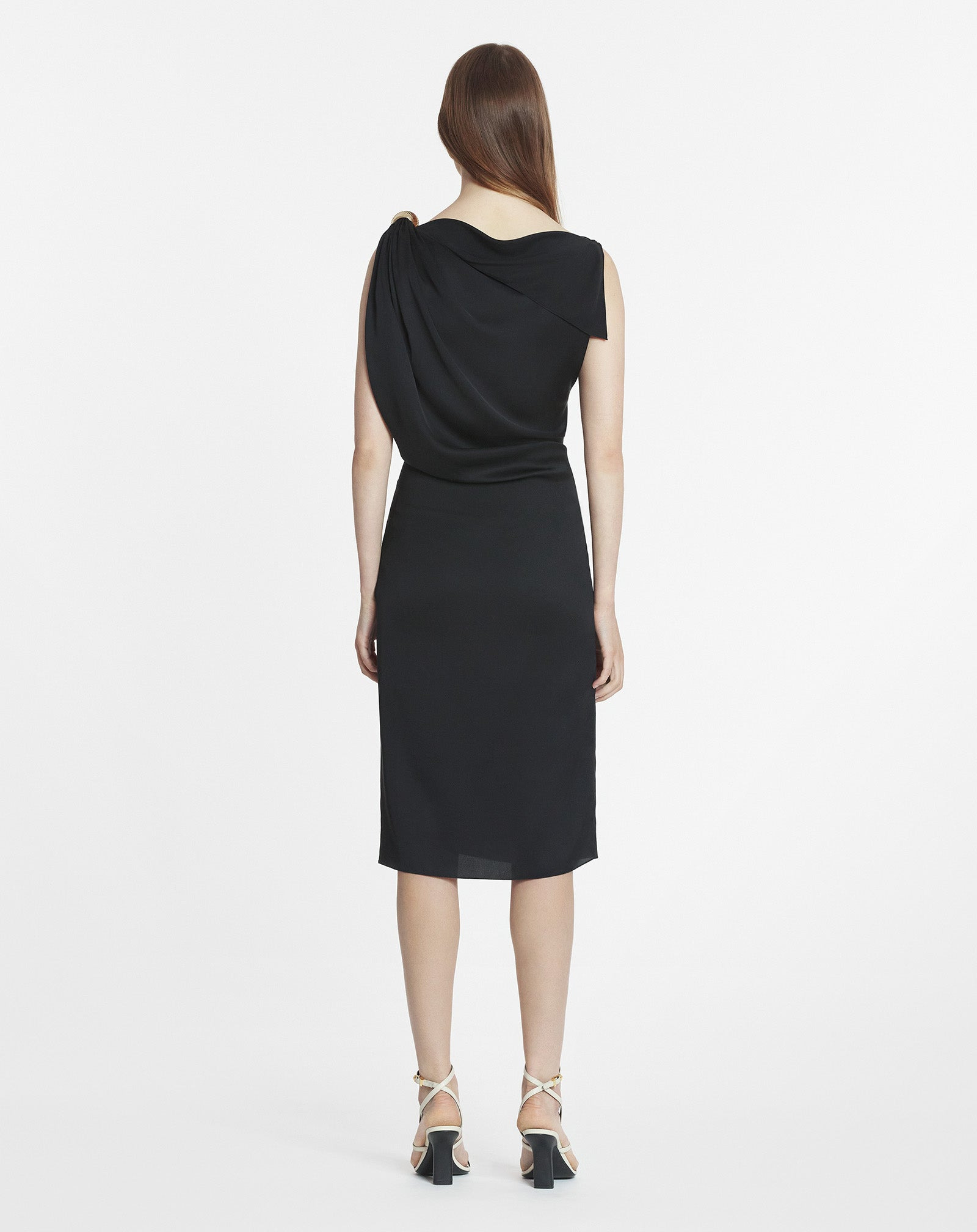 ARPÈGE RING DRAPED SILK DRESS - 4