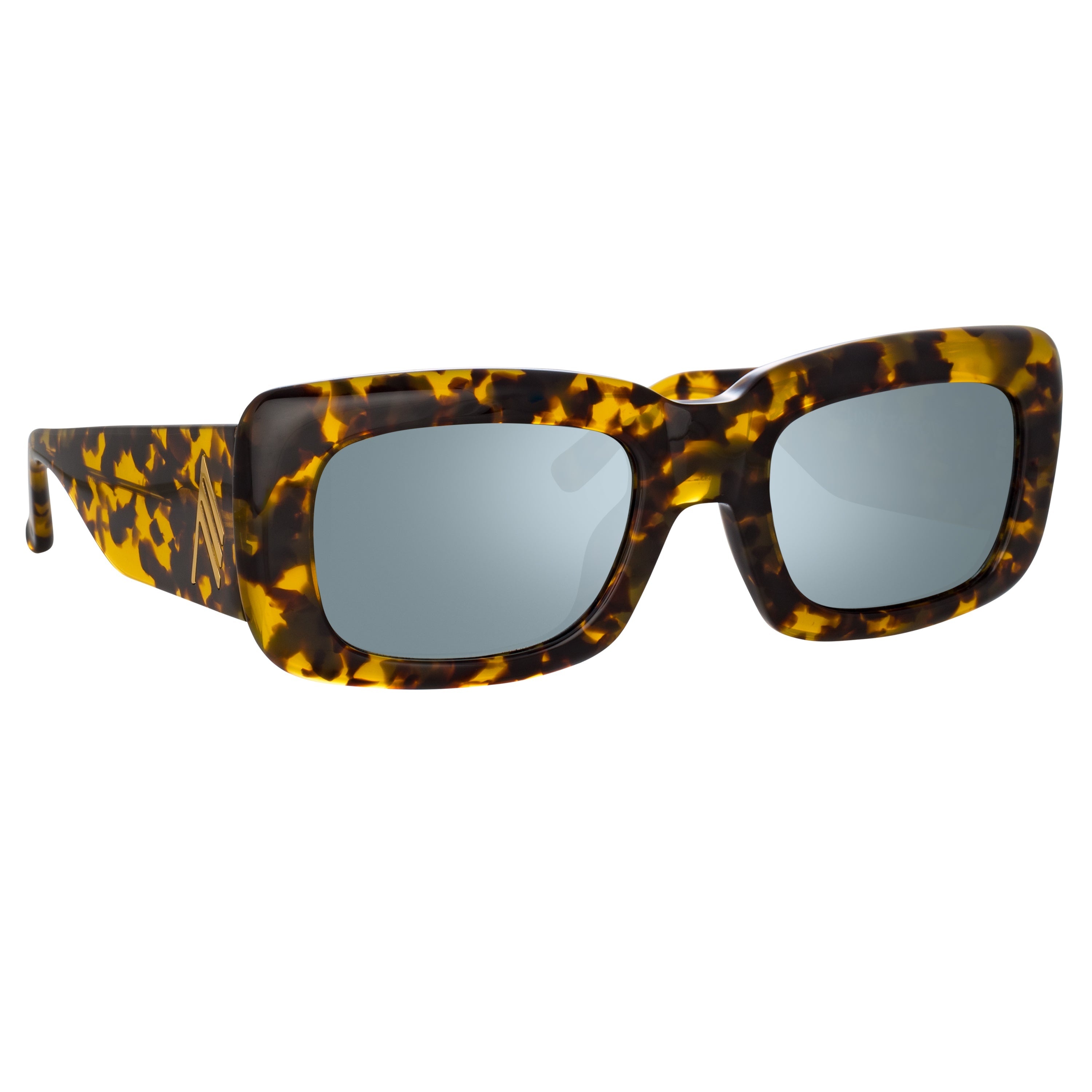 THE ATTICO MARFA RECTANGULAR SUNGLASSES IN TORTOISESHELL AND GREEN - 2