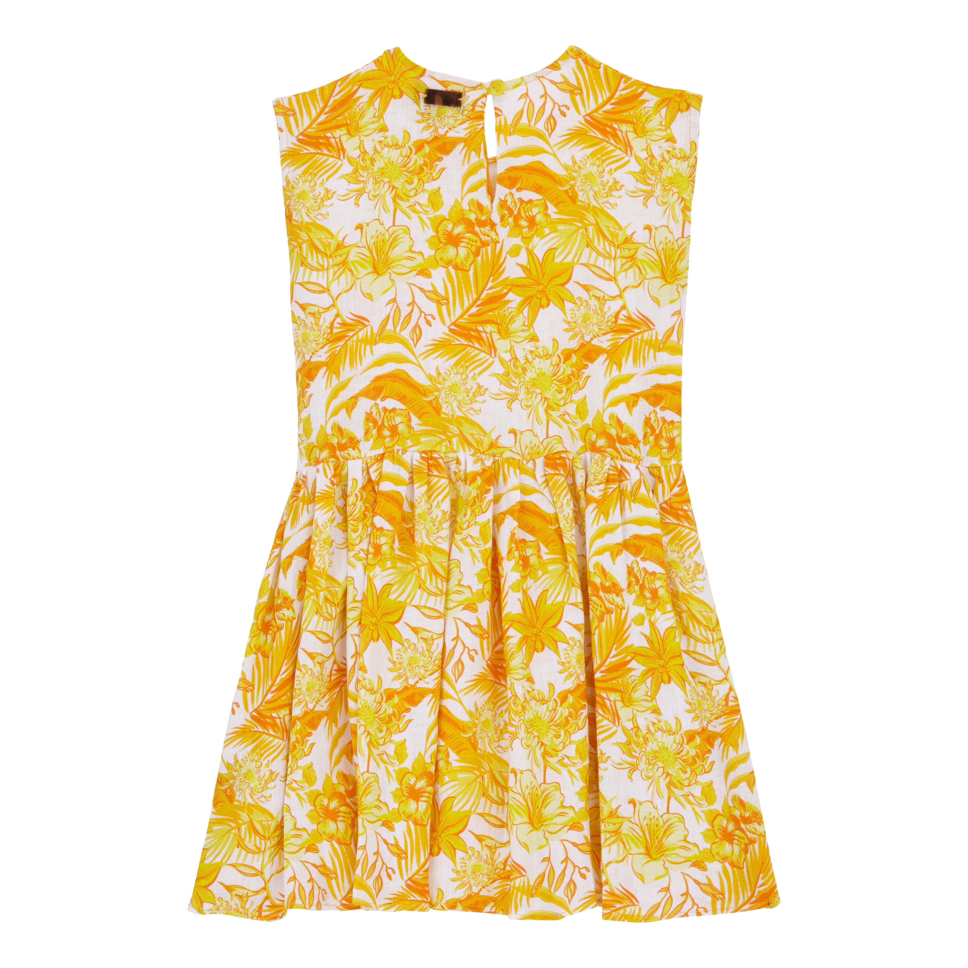 Girls Linen Dress Tahiti Flowers - 2