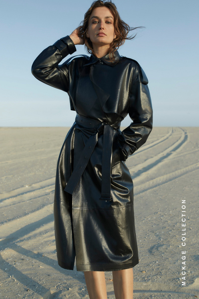 MACKAGE ADRIANA Calfskin trench coat with belt outlook