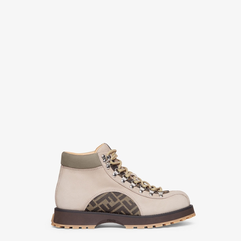 Beige nubuck leather ankle boots 1