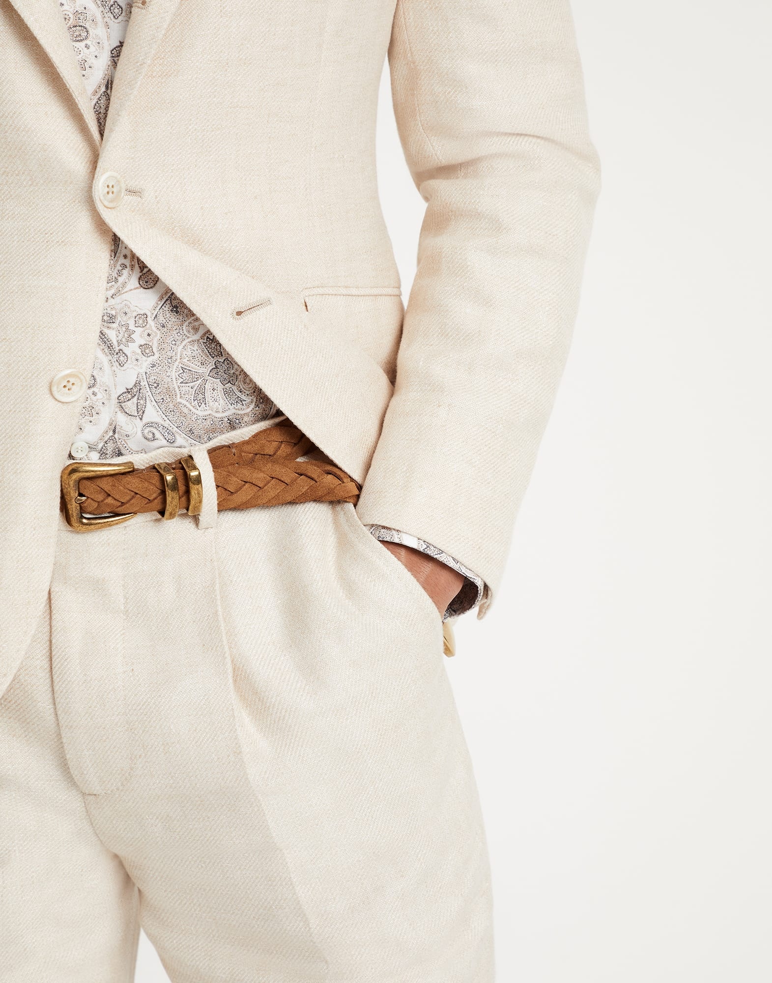 Reversed calfskin braided belt with tip - 3