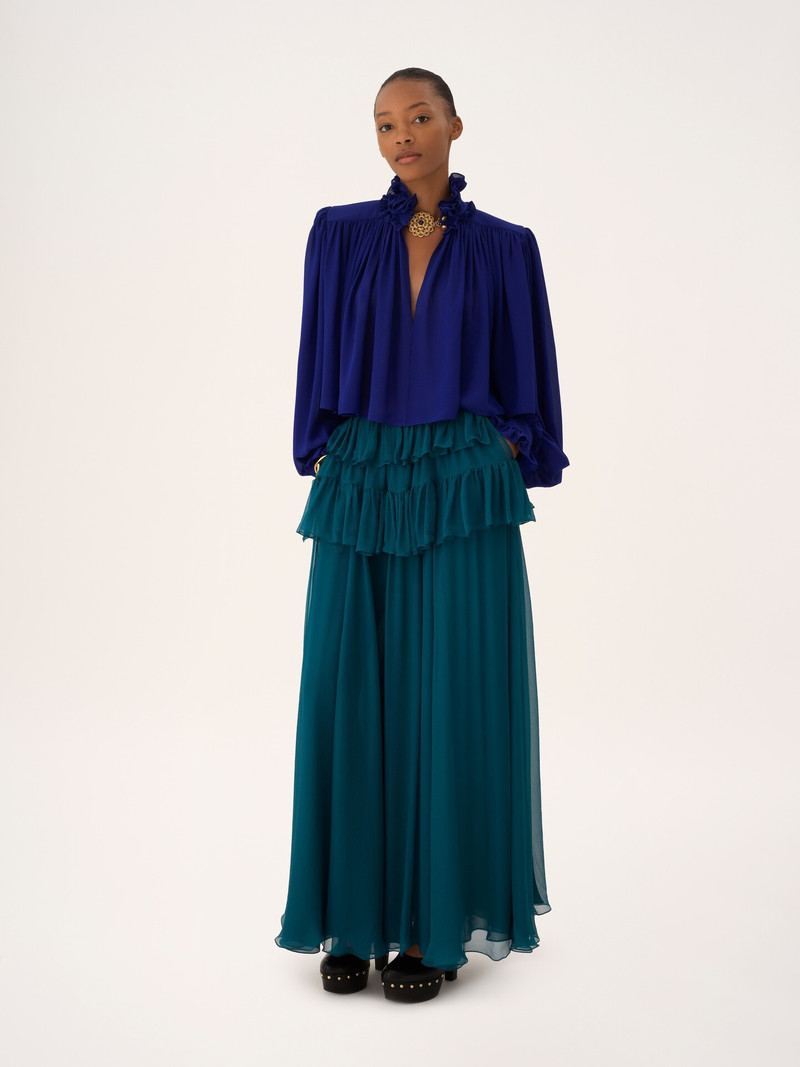 Chloé RUFFLED LONG SKIRT IN SILK MOUSSELINE outlook