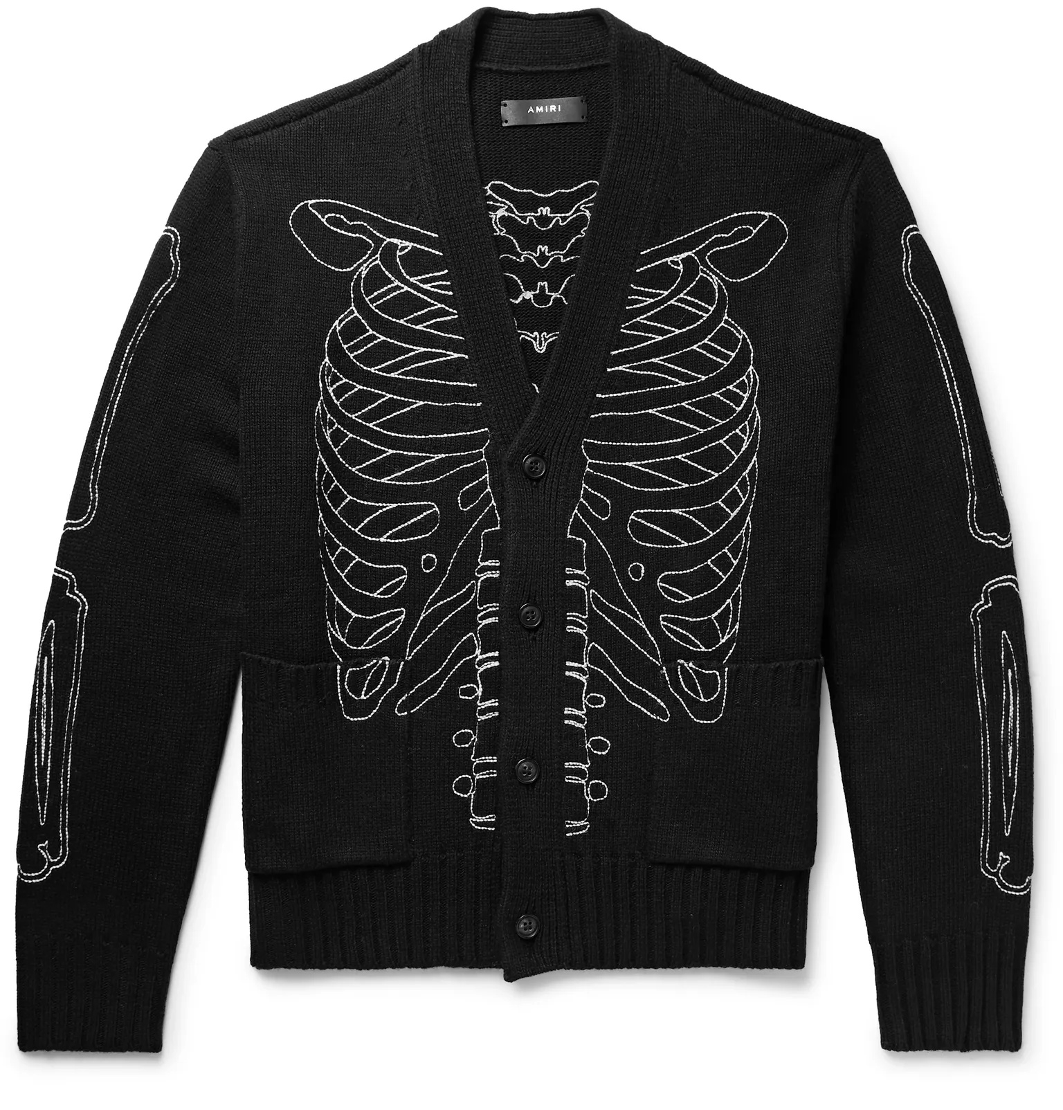 Skeleton Embroidered Knitted Cardigan - 1