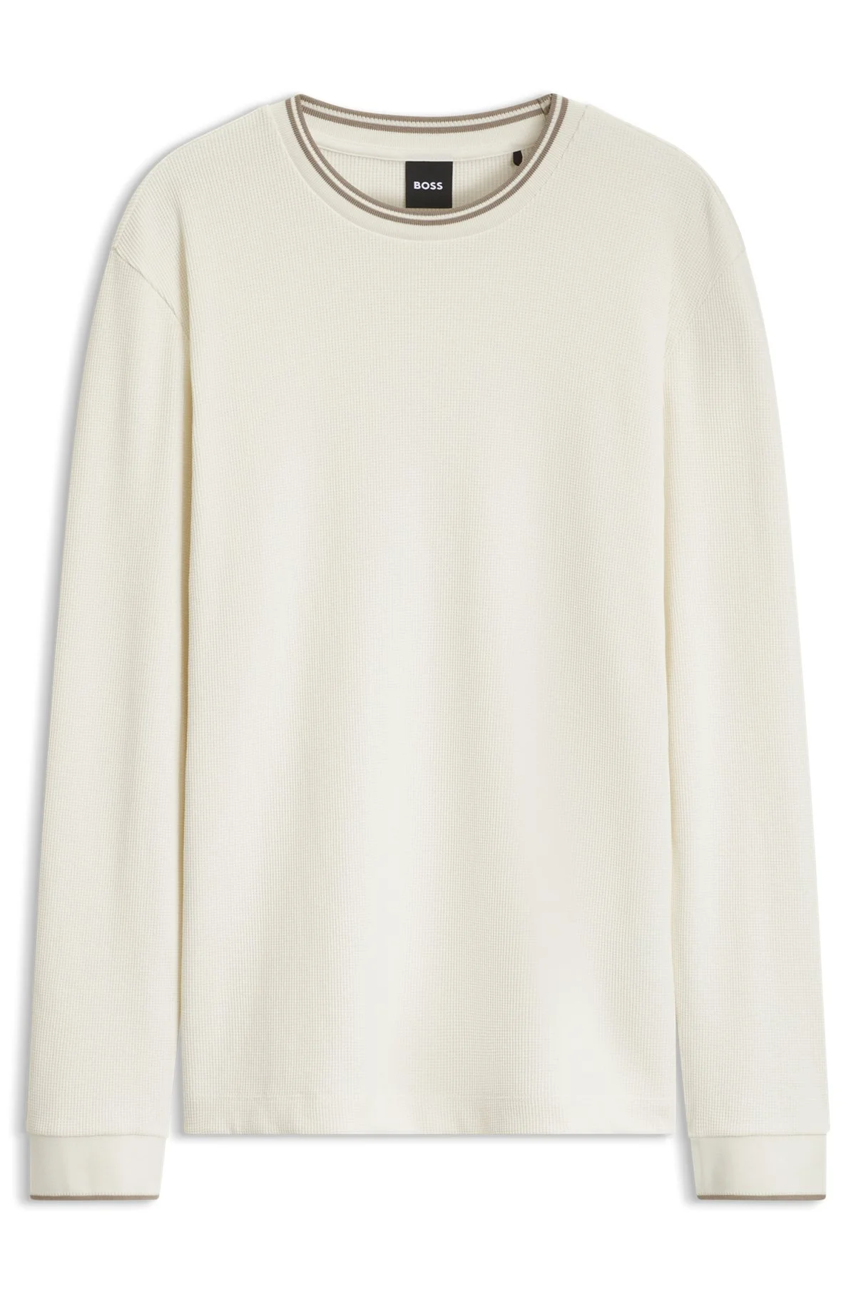 LONG-SLEEVE T-SHIRT IN WAFFLE-TEXTURED STRETCH COTTON - 1