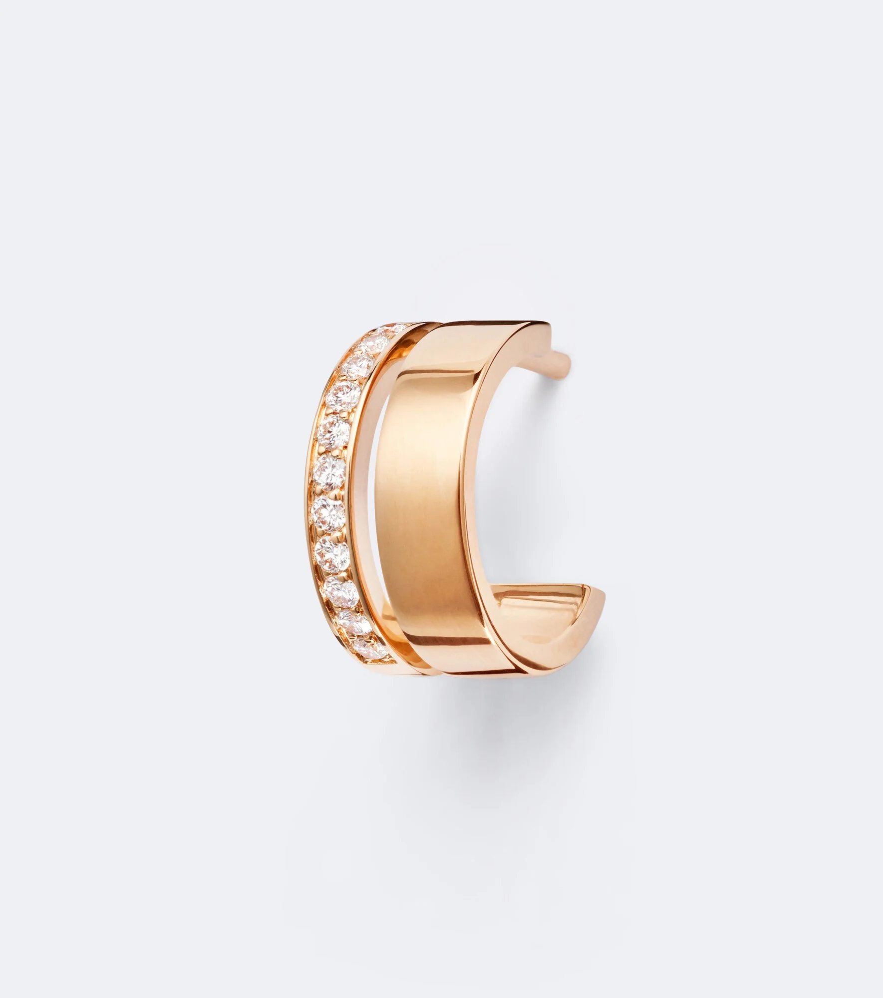 Berbere 18kt rose gold single hoop earring with diamonds - 1