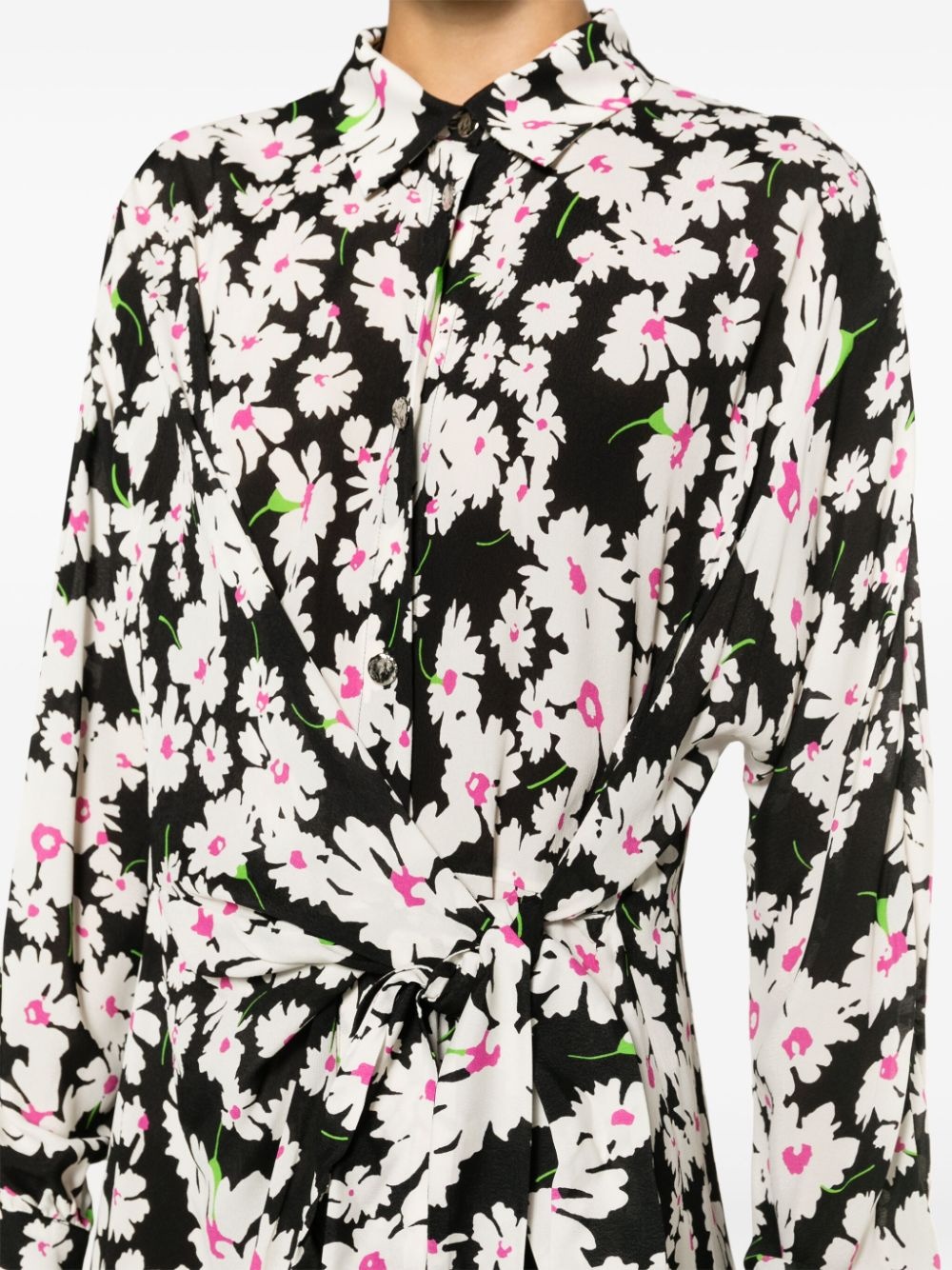 floral-print tie-fastening cady midi dress - 5