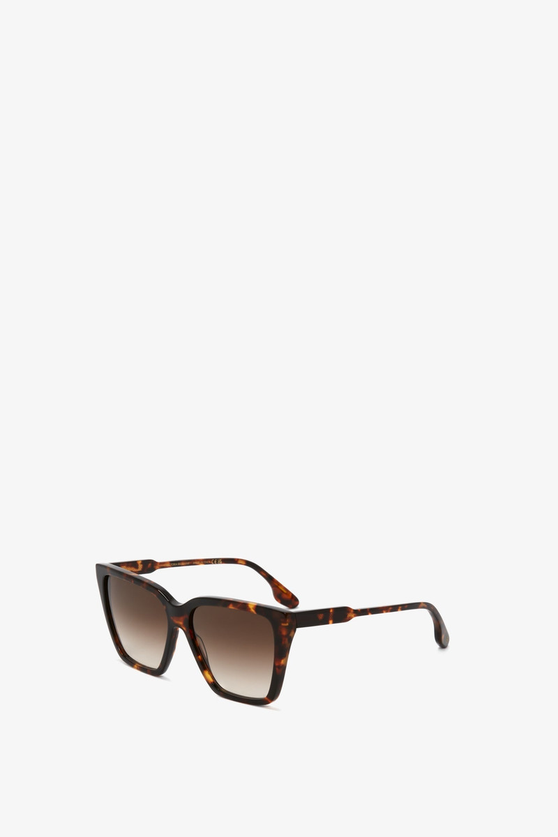 Victoria Beckham Guilloche Frame Sunglasses in Dark Havana outlook