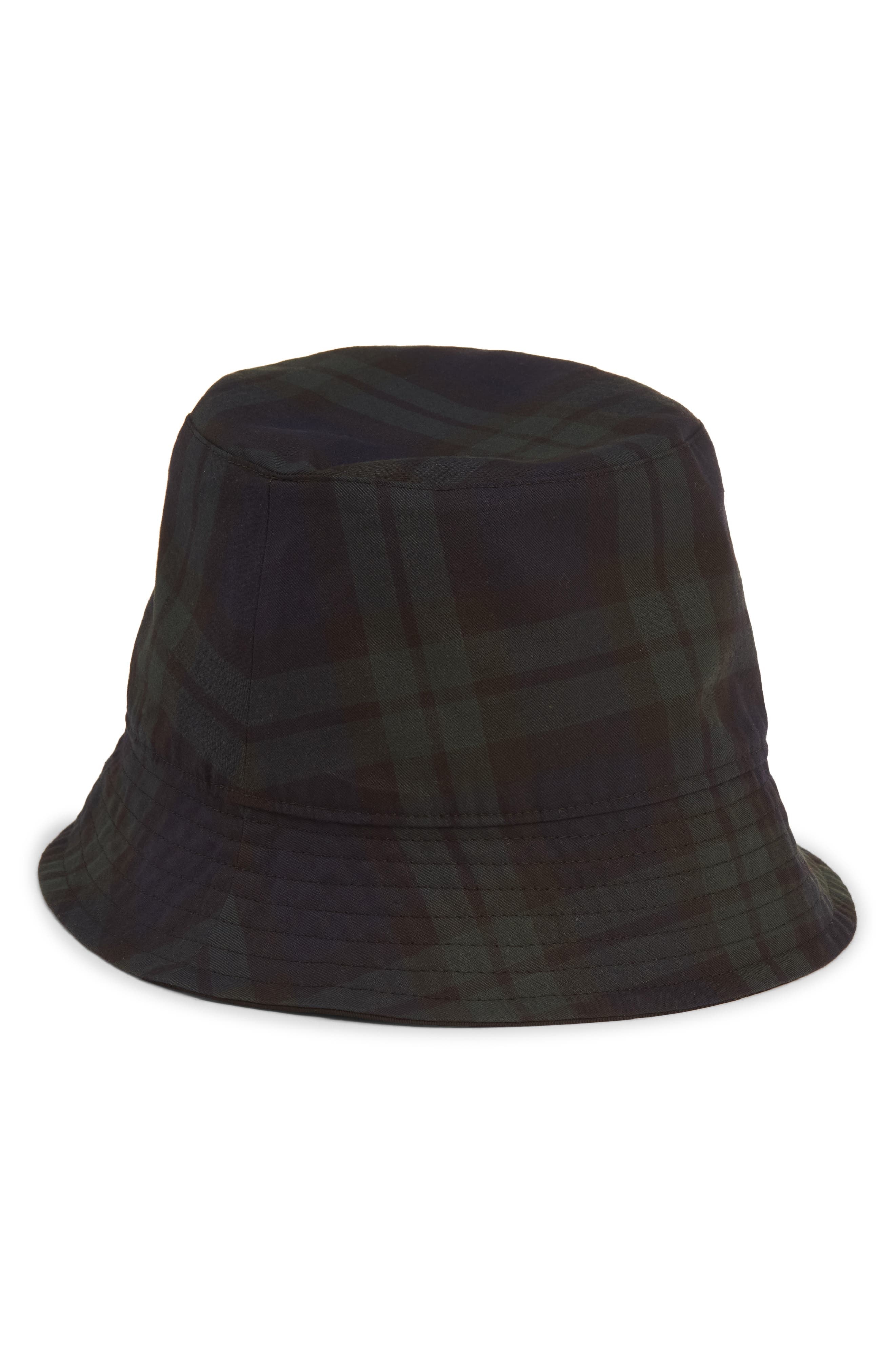 Moncler Logo Patch Plaid Bucket Hat in Blue at Nordstrom - 3