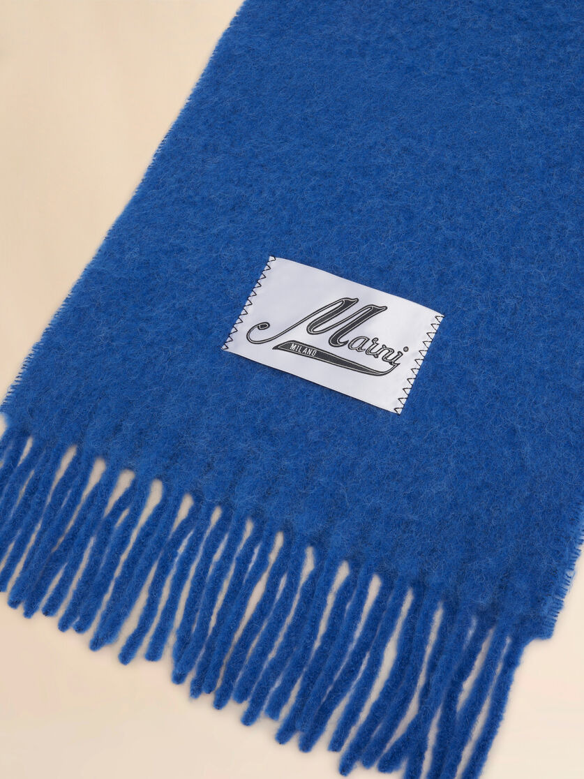 BLUE BRUSHED ALPACA SCARF WITH FRINGES - 3