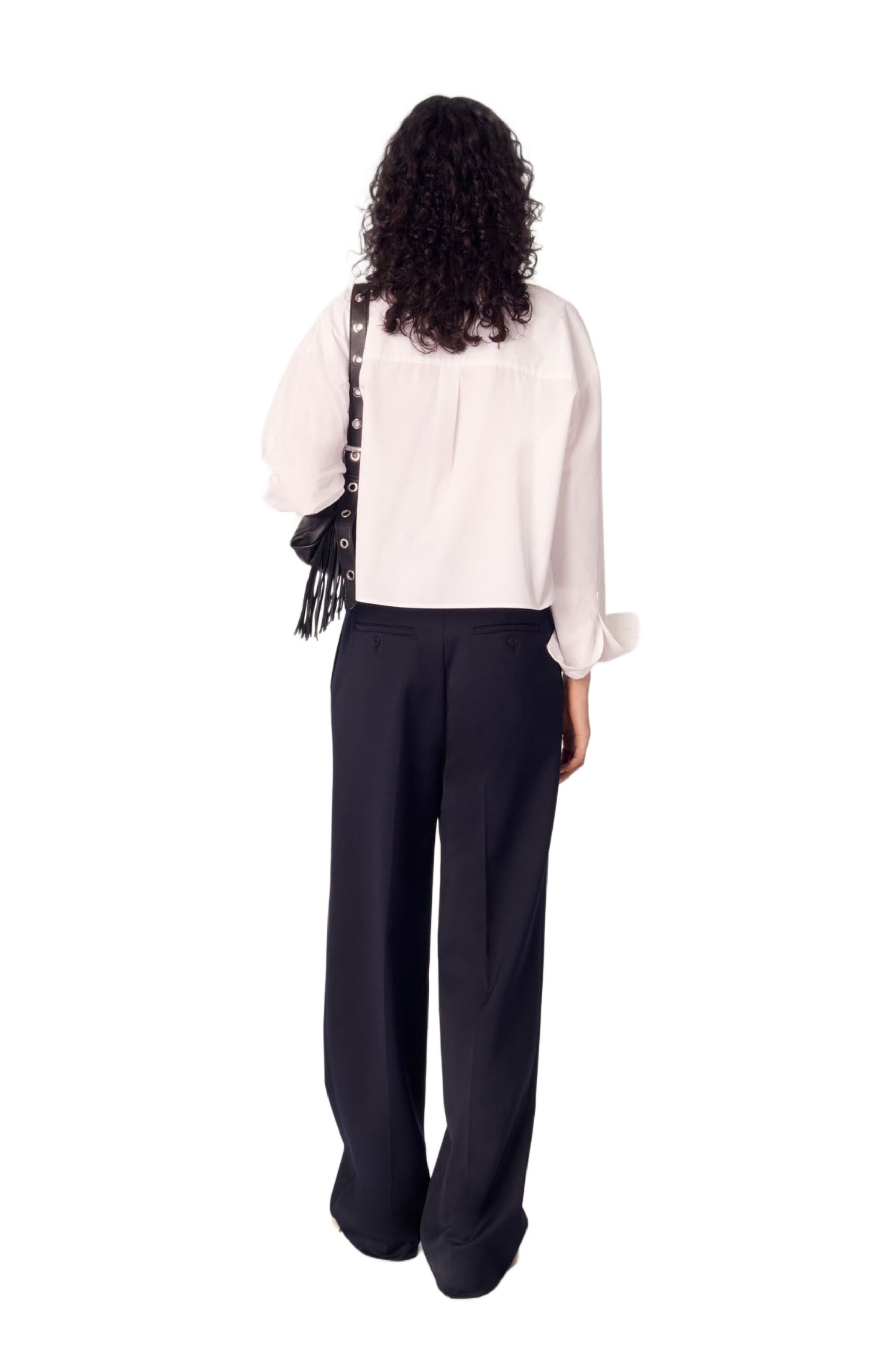 maje Short shirt with embroidered collar in White at Nordstrom - 4