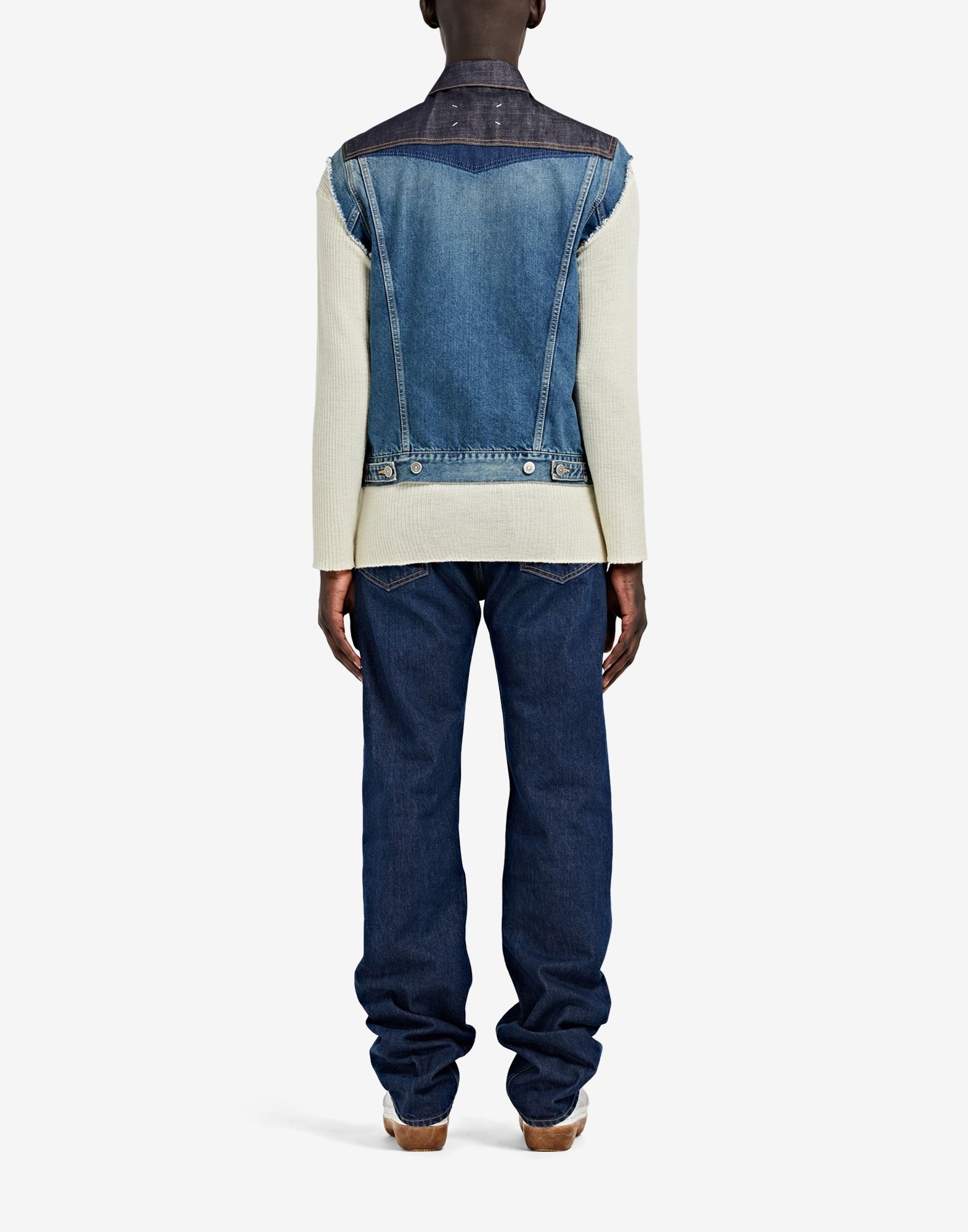 Denim slip technique' sleeveless jacket - 4