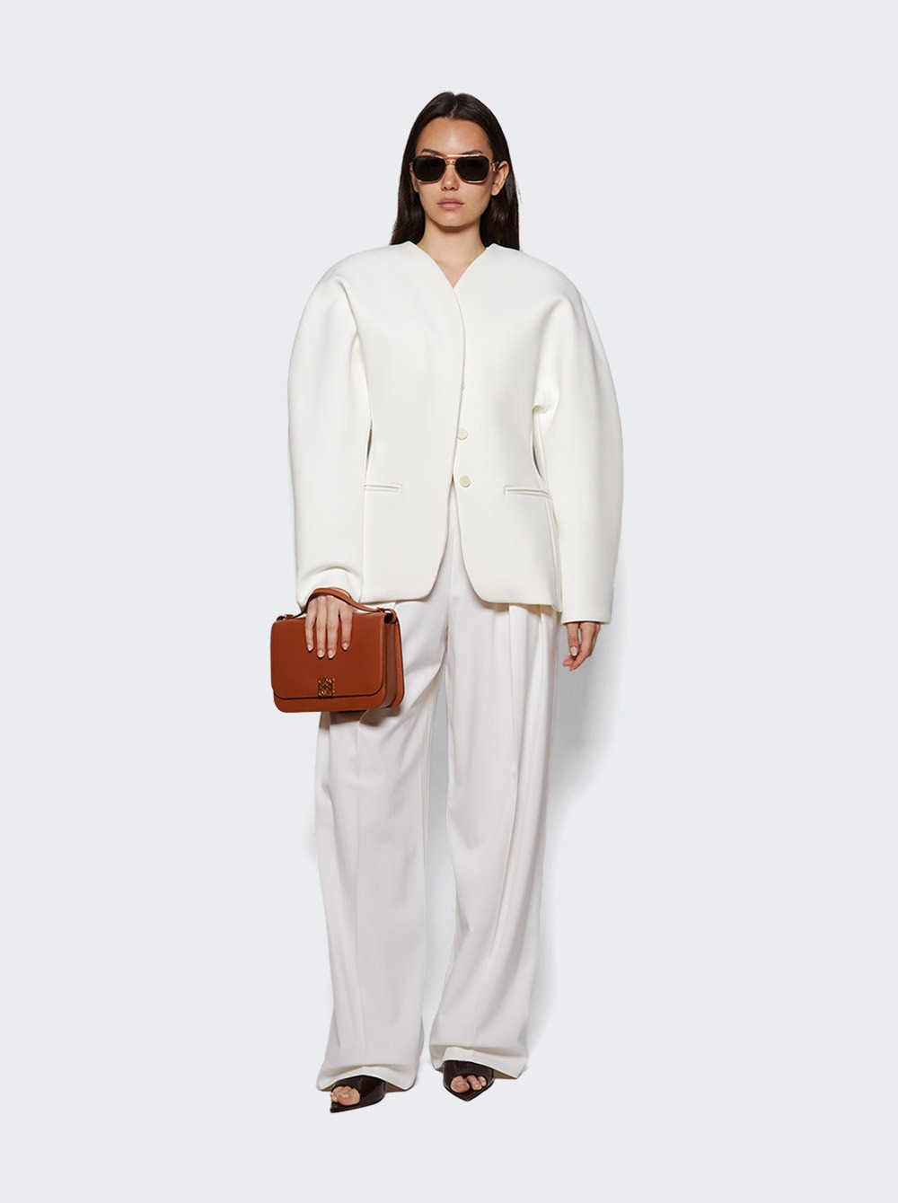 High Waist Cinch Trouser Ivory - 5