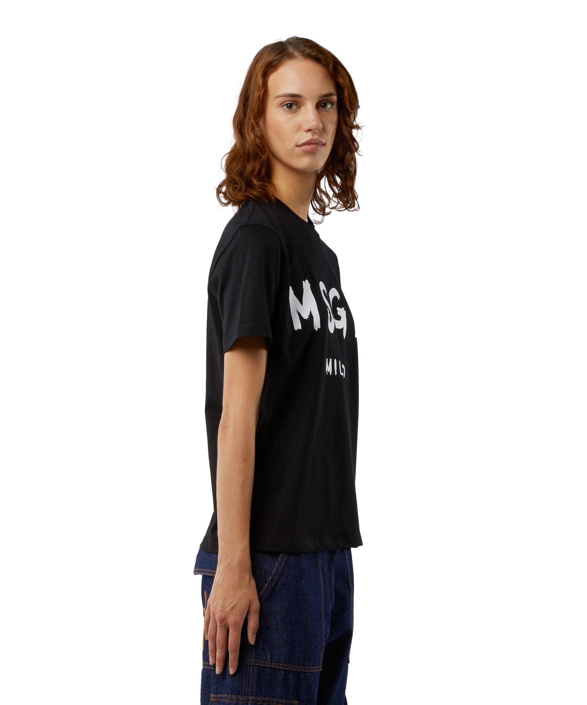 Cotton T-shirt in solid colour with logo - 4