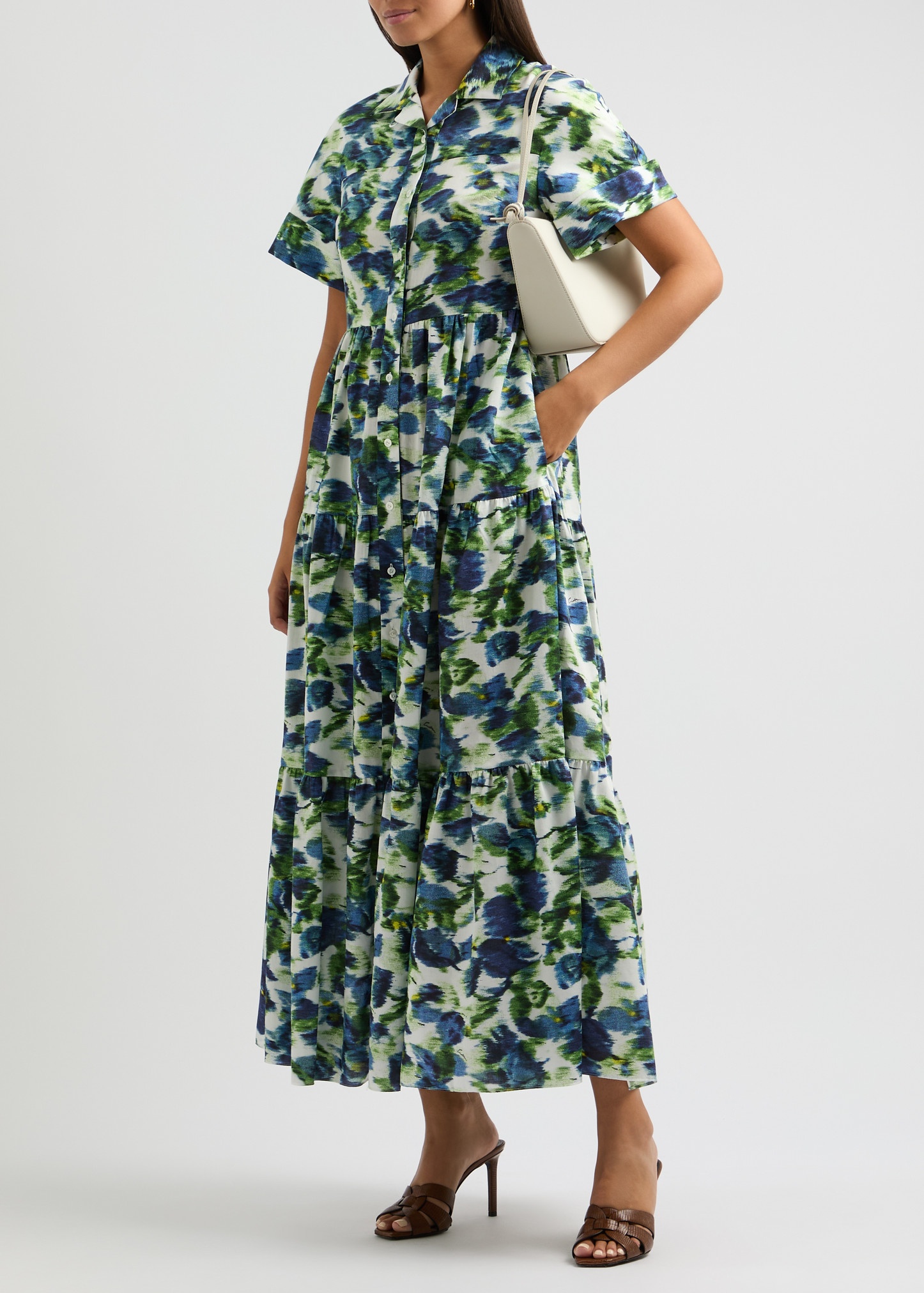 Printed cotton maxi shirt dress - 4