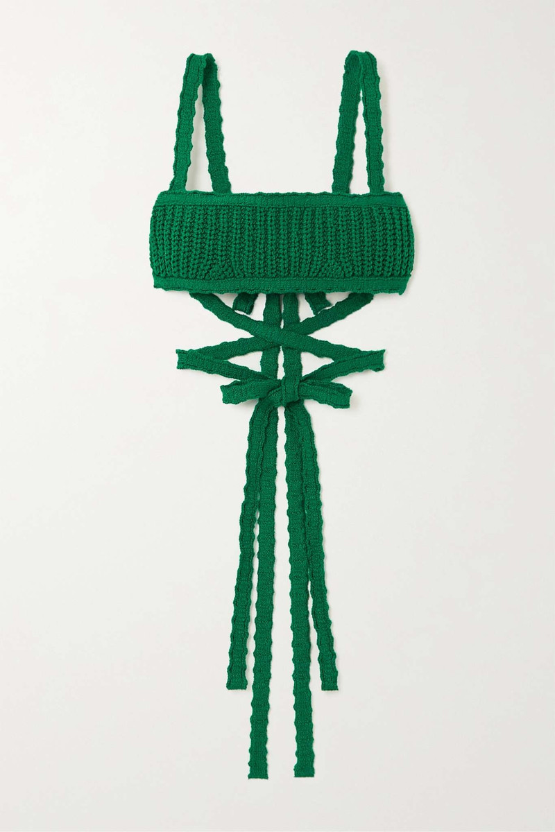 Palm Springs tie-detailed crochet-cotton bralette 1