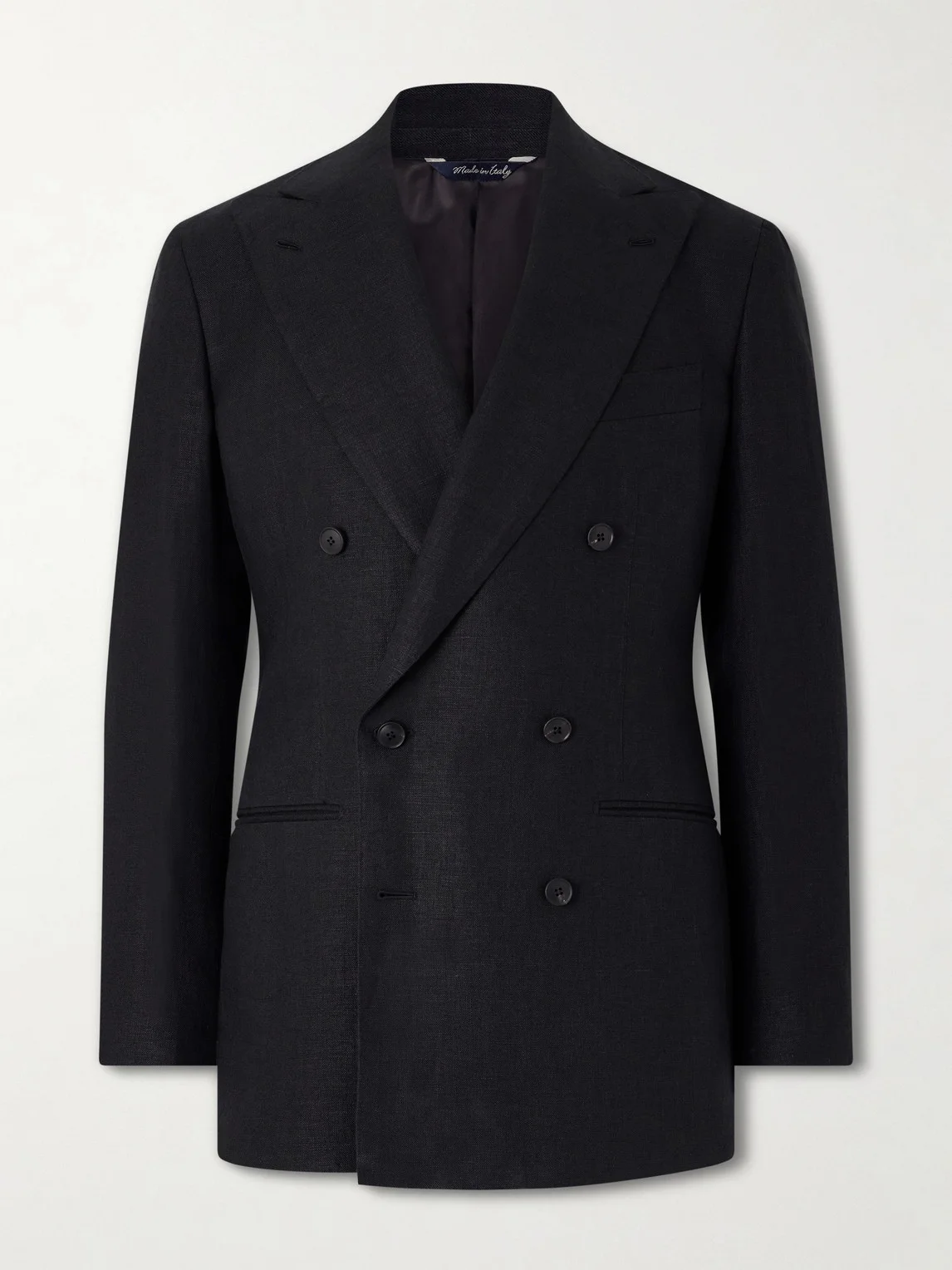 Linen Double-Breasted Suit Jacket - 1