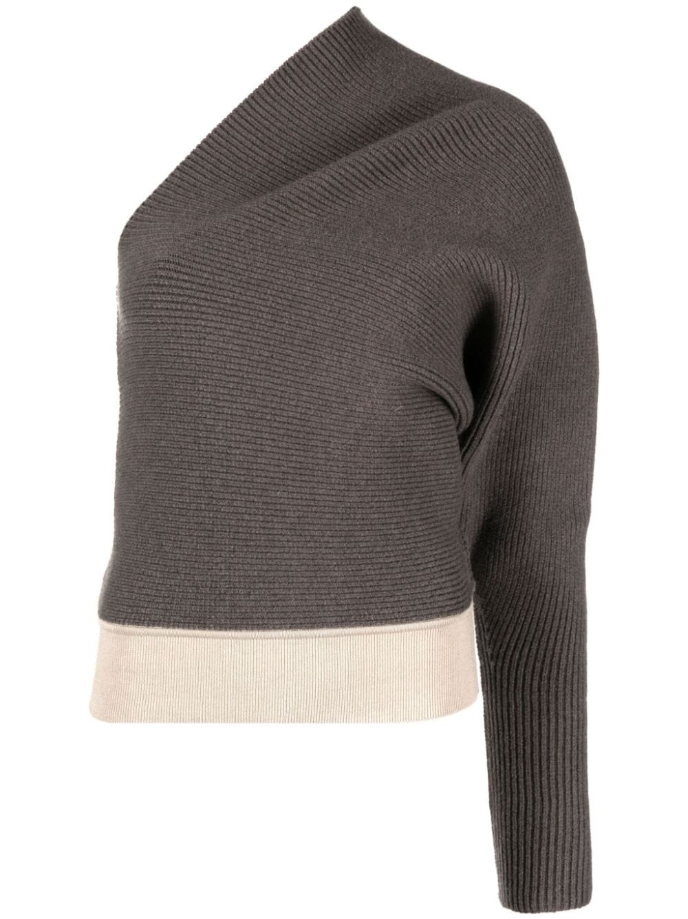 one-shoulder ribbed-knit jumper - 1