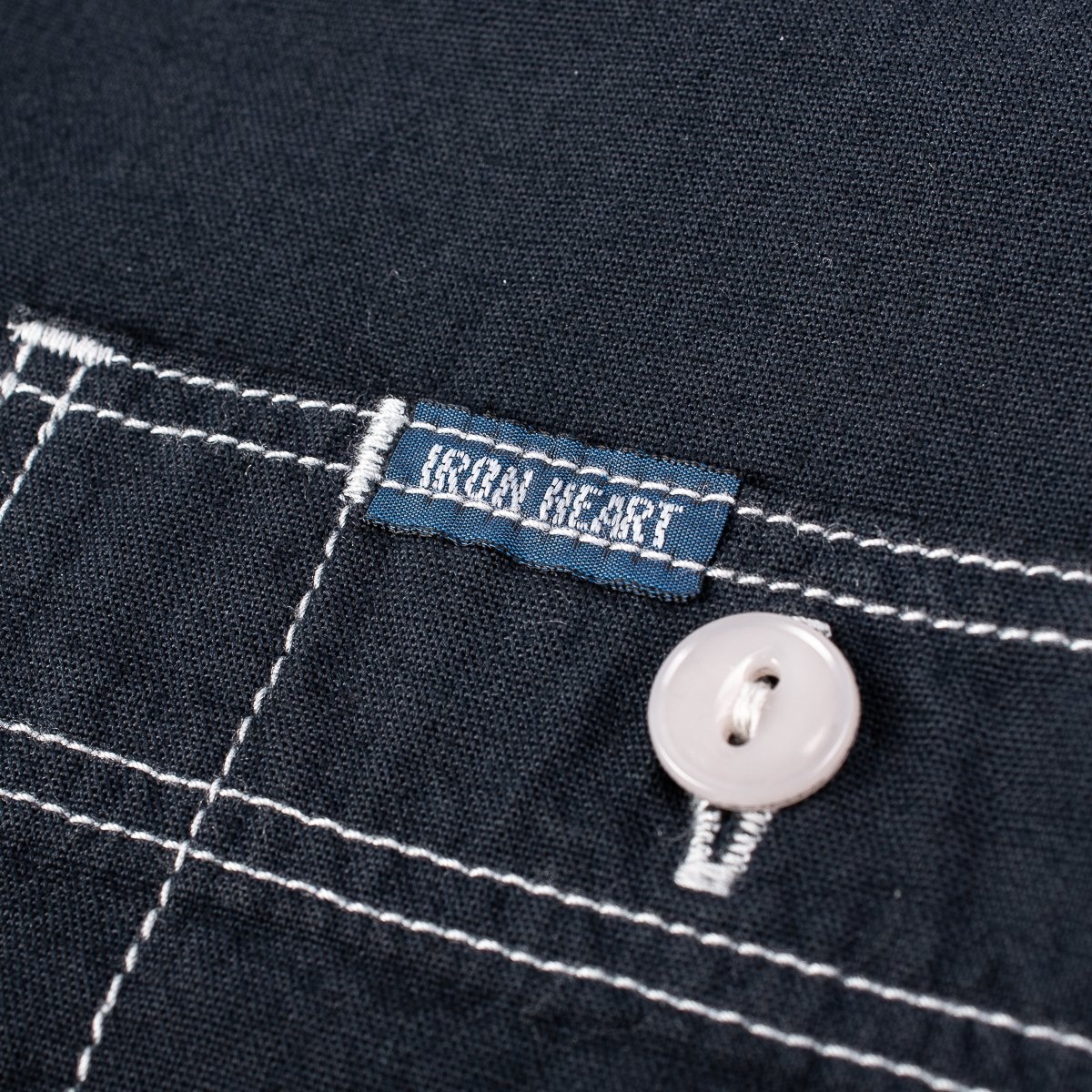 IHSH-285-OD 5.5oz Selvedge Chambray Short Sleeved Work Shirt - Indigo Overdyed Black - 7
