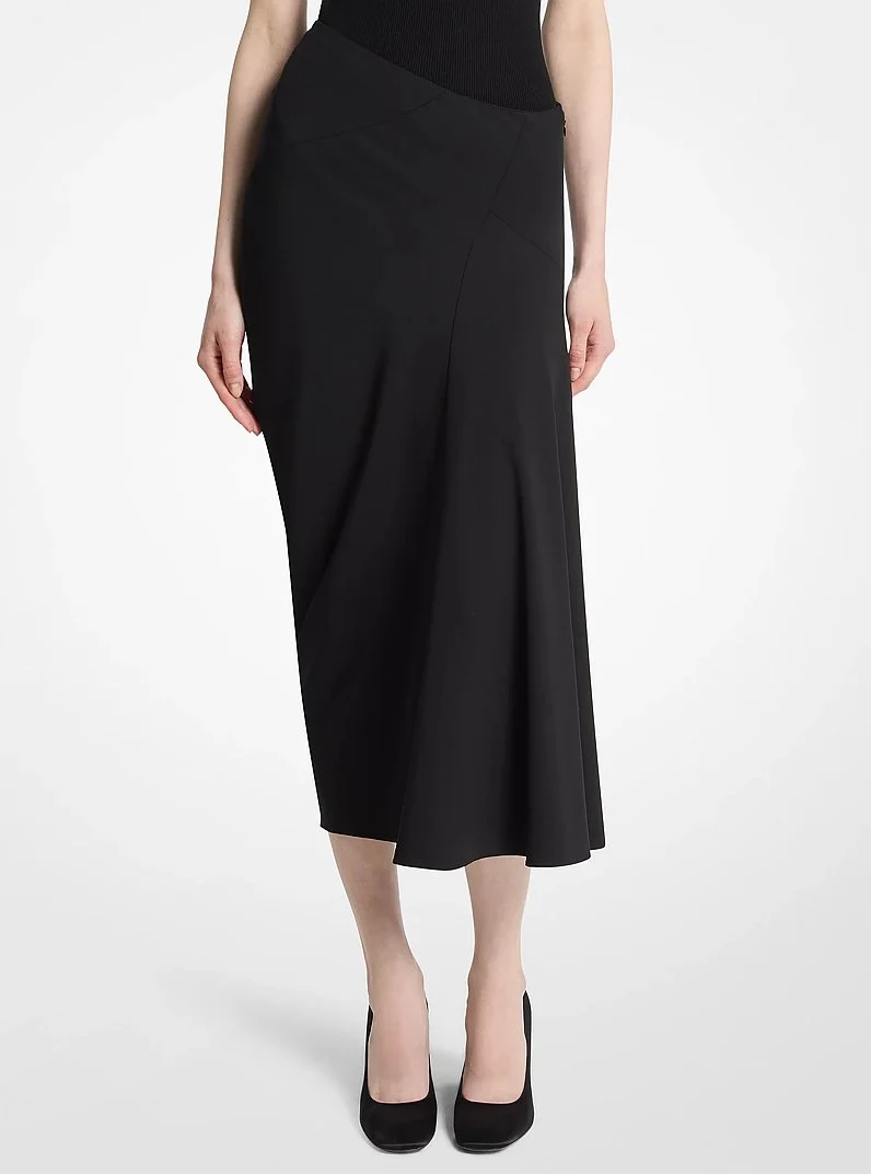 Stretch Wool Crepe Bias Skirt - 1
