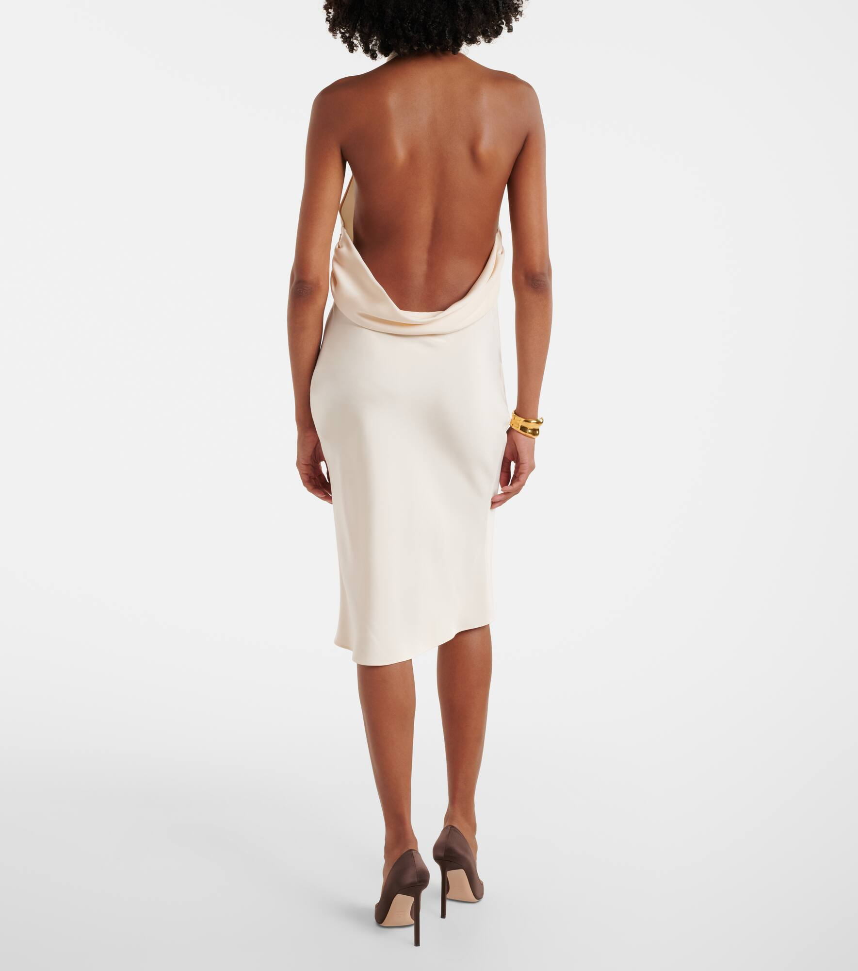 Halterneck silk sablé cocktail dress - 3