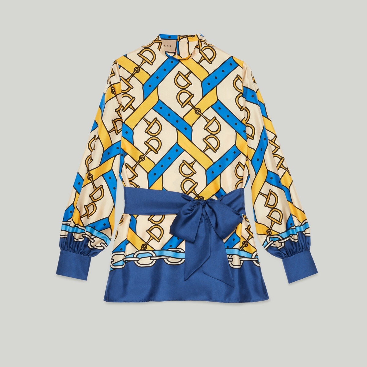 Horsebit strap print silk shirt - 1