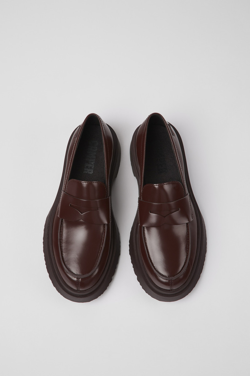 Burgundy leather loafers for women 4