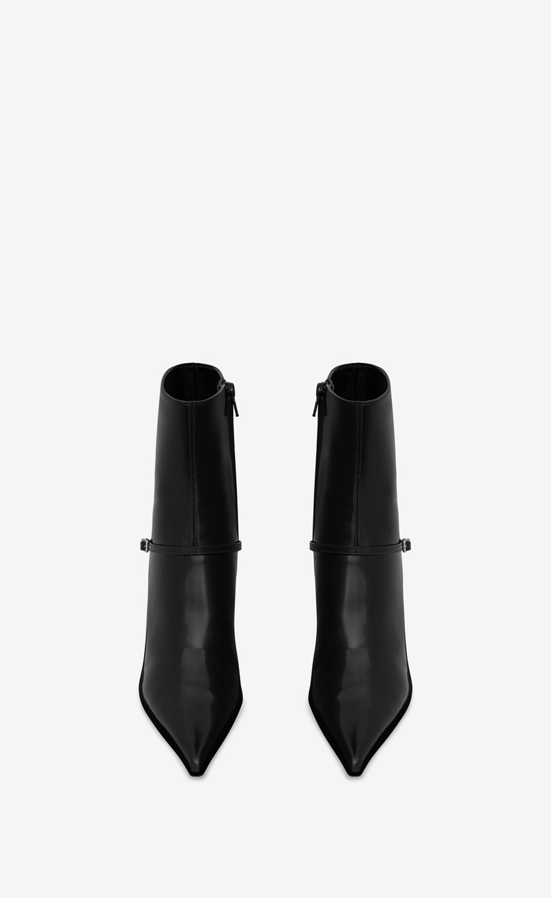 SAINT LAURENT vendome booties in glazed leather outlook