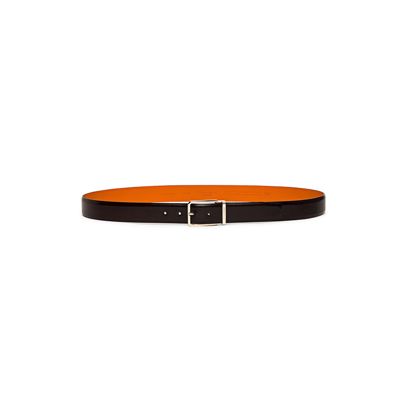 Santoni Men’s polished brown leather adjustable belt outlook