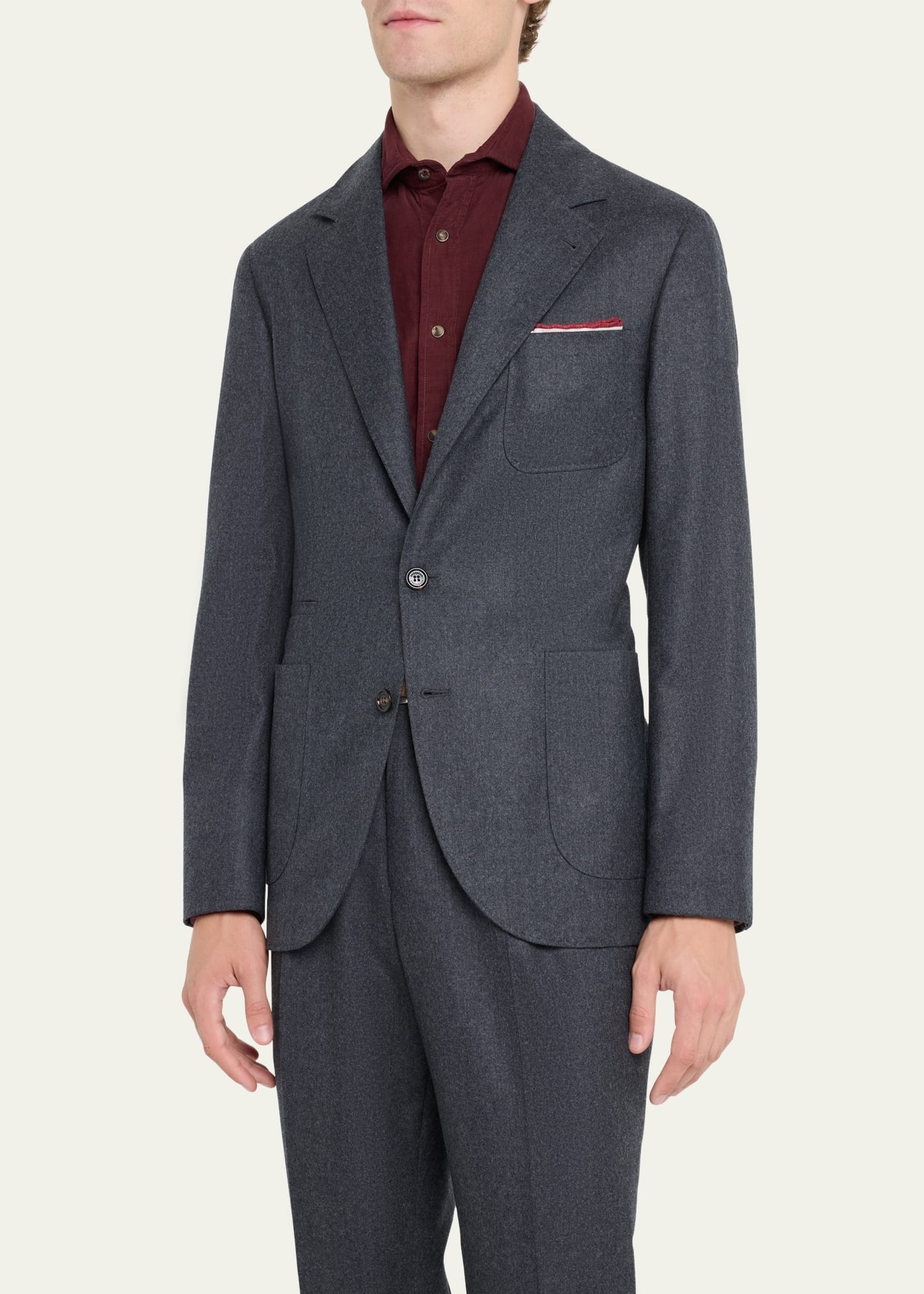 Men's Wool Flannel Patch-Pocket Suit - 4