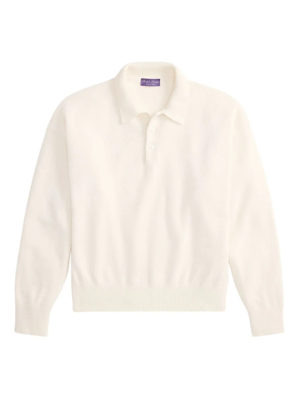 buttoned-collar long-sleeve polo shirt - 1