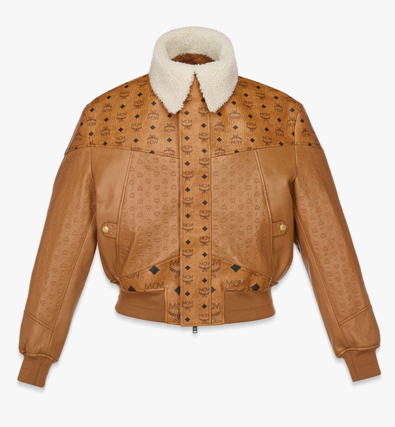 Shearling Bomber Jacket in Visetos Leather Mix 1