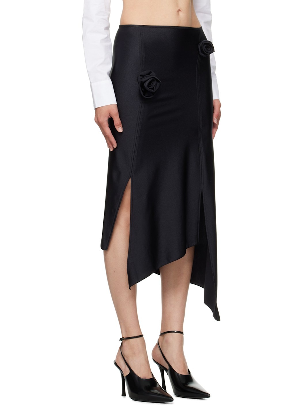 Black Flower Midi Skirt - 2