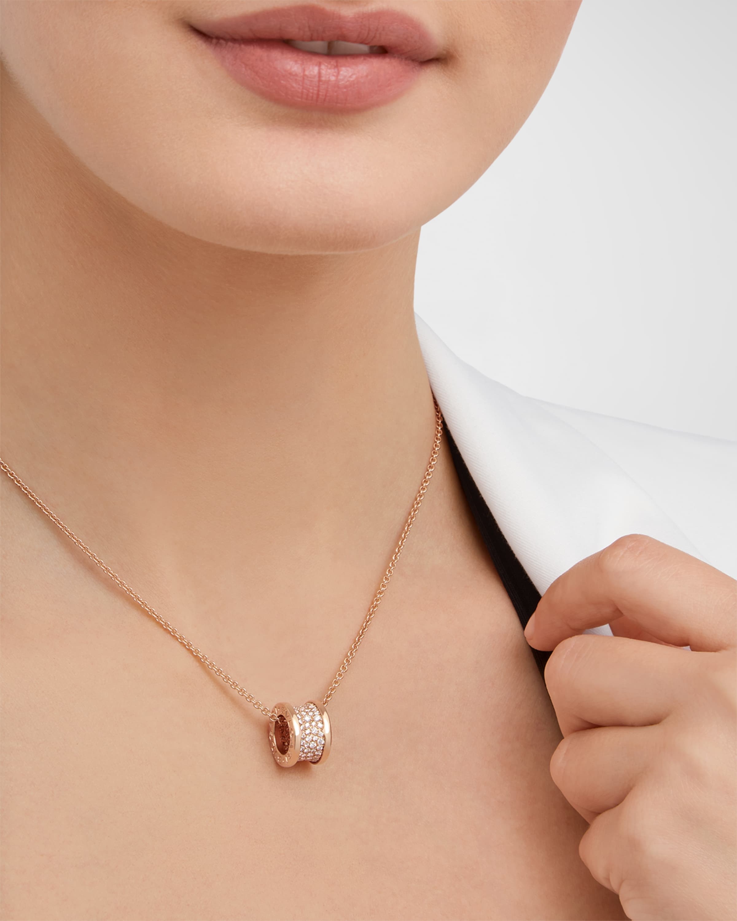 B.Zero1 18k Rose Gold Necklace with Diamonds - 5