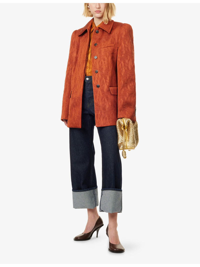 Dries Van Noten Puffed-Shoulders Textured Woven Jacket outlook
