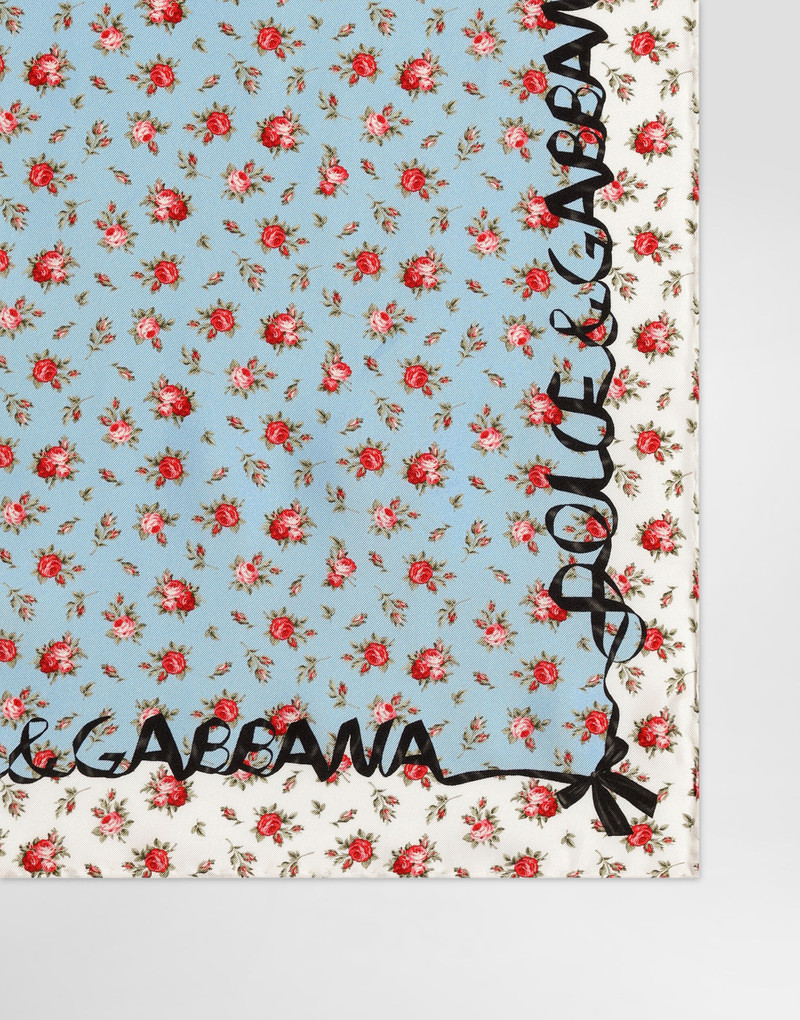 Dolce & Gabbana Small rose-print silk twill scarf 50x50 outlook