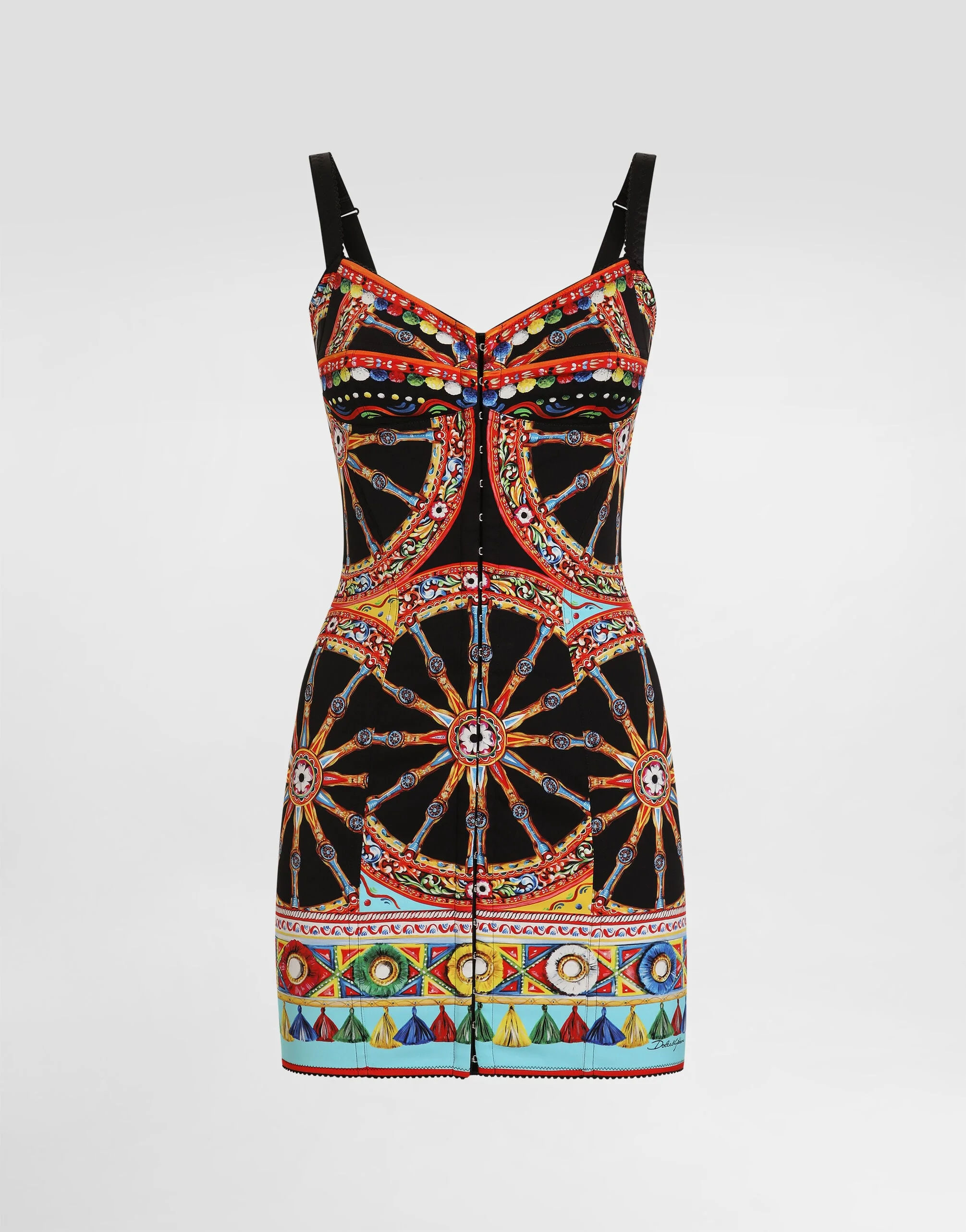 Carretto-print short charmeuse dress - 1