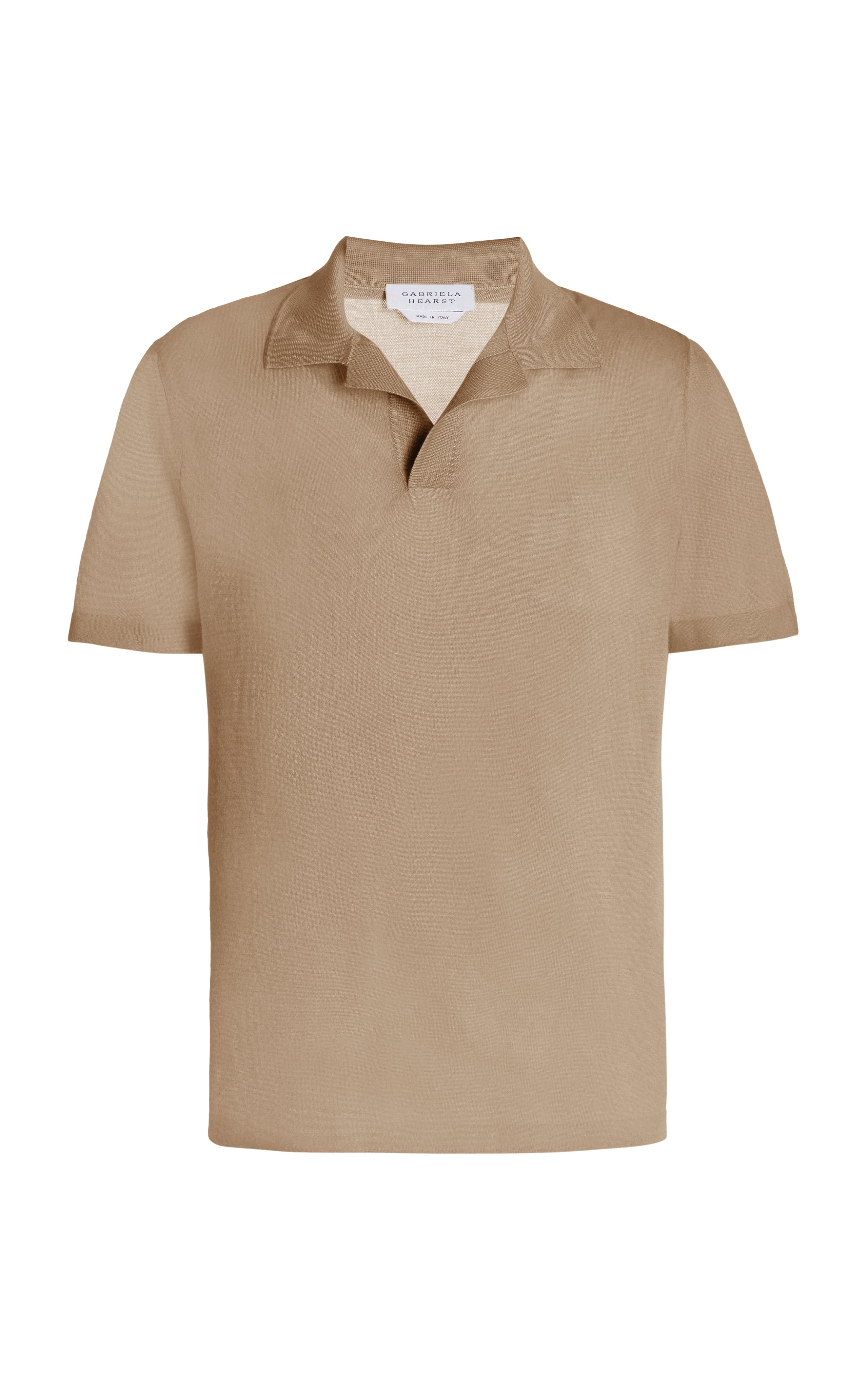 Stendhal Knit Short Sleeve Polo in Camel Cashmere - 1