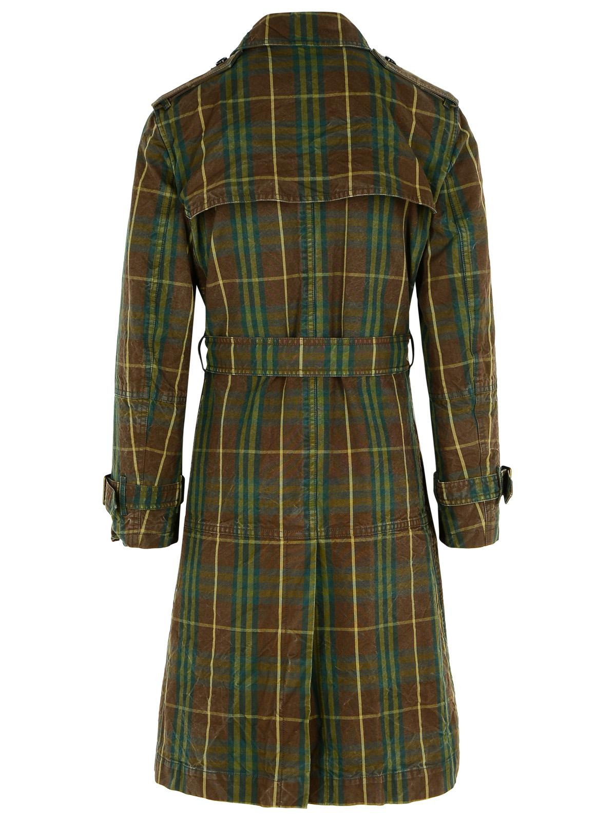 Burberry 'Check' Dark Green Cotton Trench Coat Men - 3