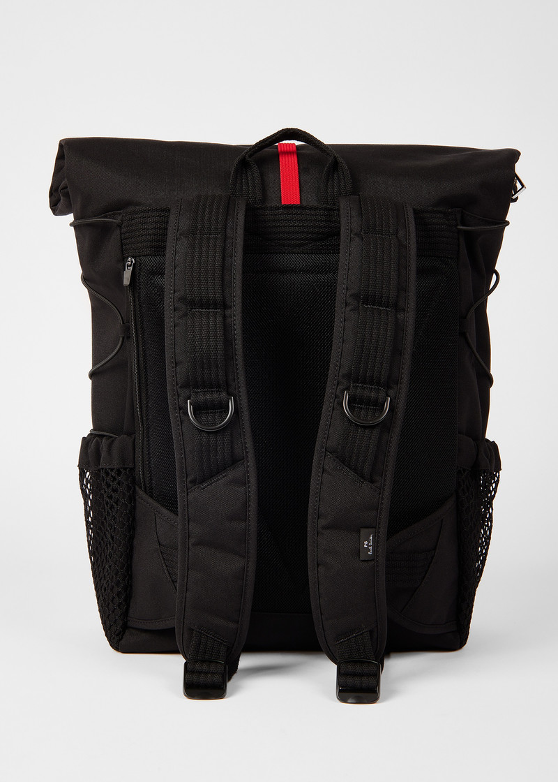 Black Nylon Utilitarian Roll-Top Backpack 8