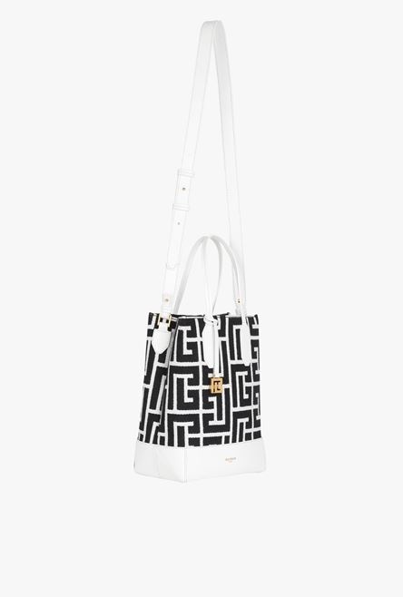 Bicolor white and black jacquard Folded Shopping bag - 6