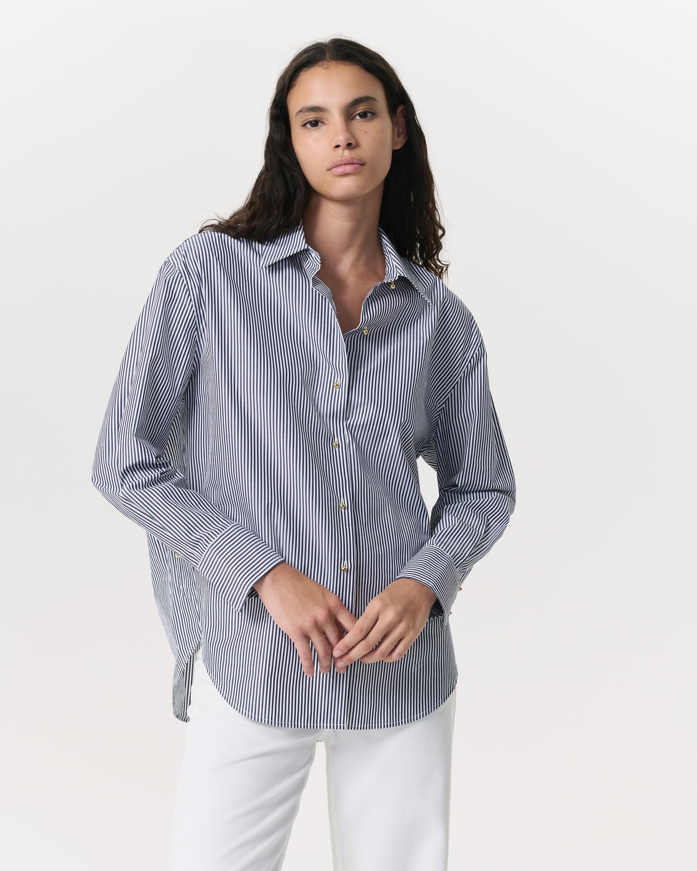 Jessica Striped Cotton-Blend Poplin Shirt - 2